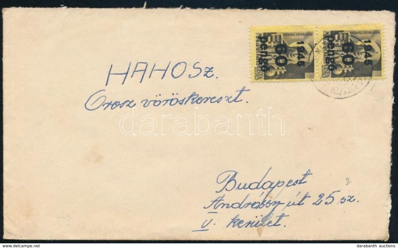 1945 (5. Díjszabás) Távolsági Levél Kisegít? 2 X 60P/18f Bérmentesítéssel - Other & Unclassified