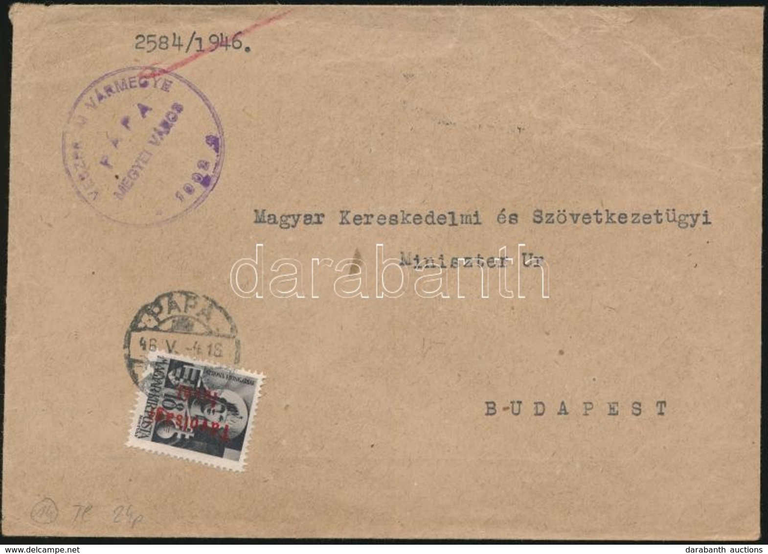 1946 (14. Díjszabás) Távolsági Levél Bet?s Távolsági Levél/18f Bérmentesítéssel - Other & Unclassified