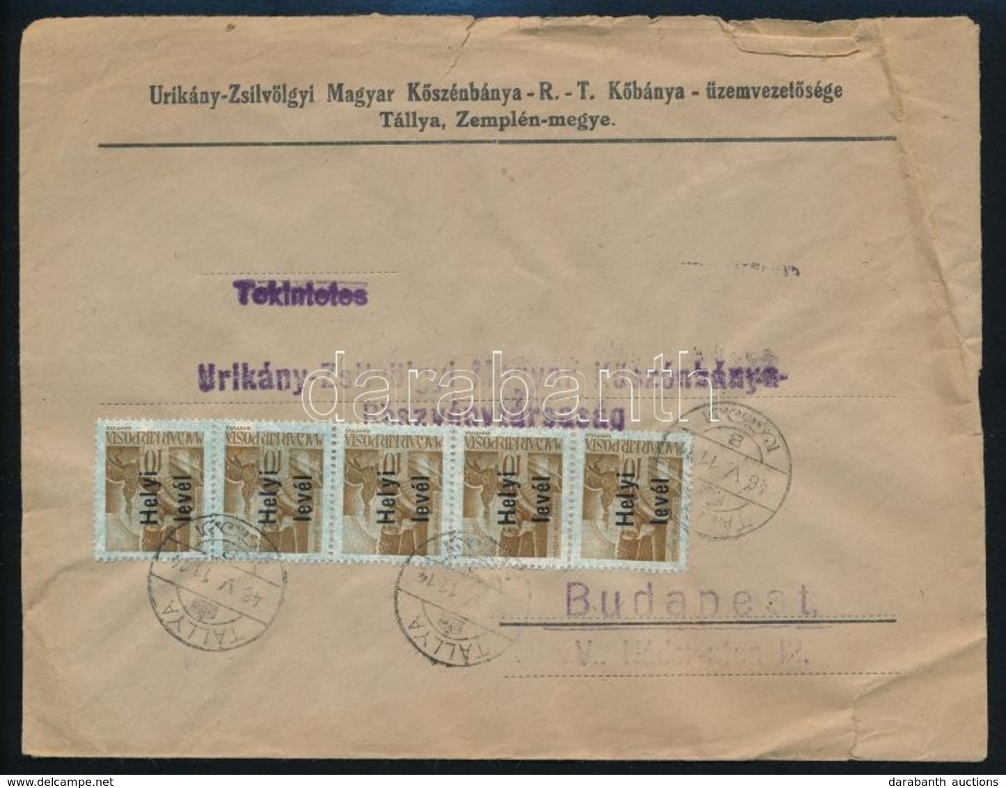 1946 (15. Díjszabás) Távolsági Levél Bet?s 5 X Helyi Levél/10f + Losavfutár 5 X 800eP Bérmentesítéssel - Other & Unclassified