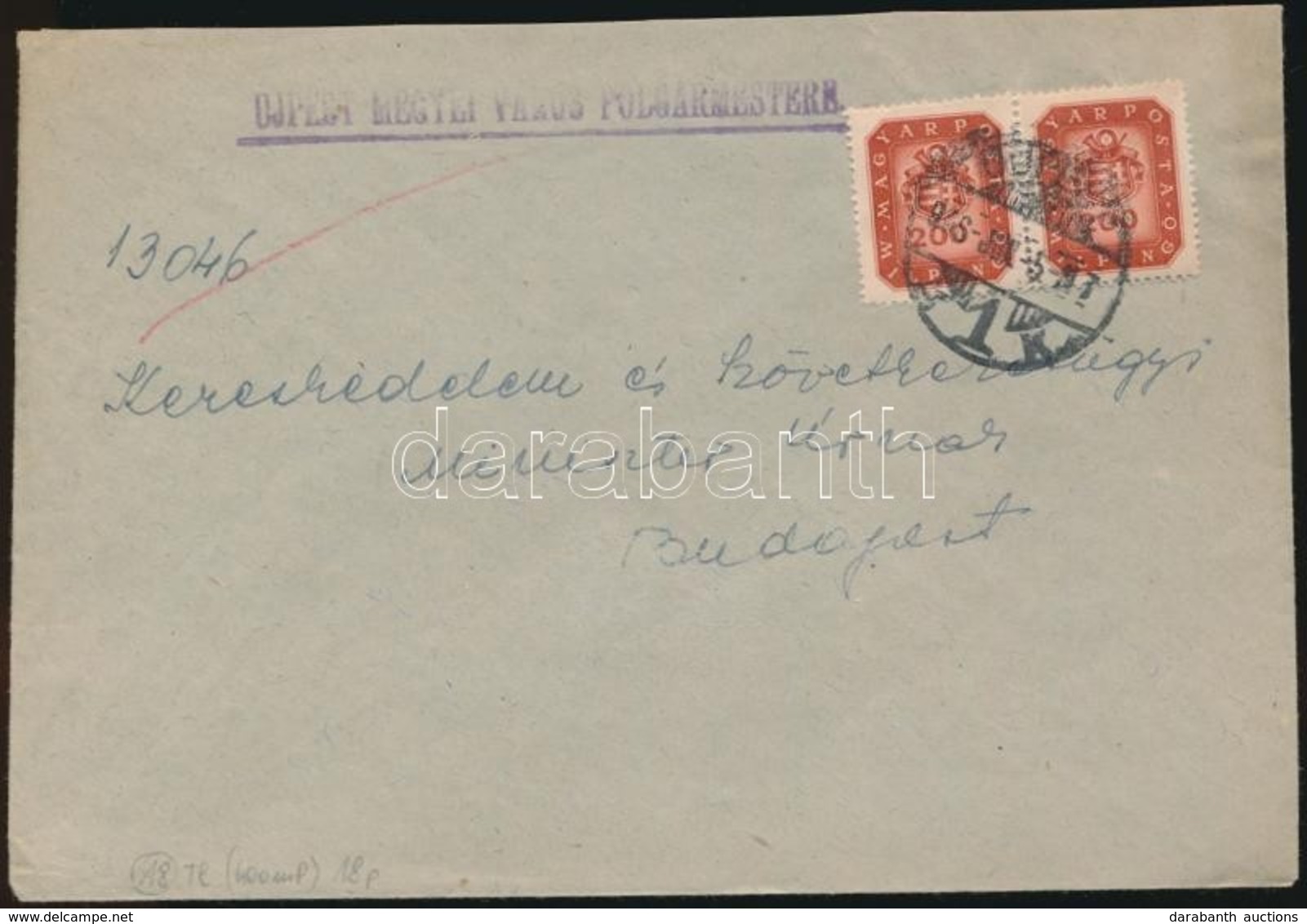 1946 (18. Díjszabás) Távolsági Levél Milpeng?s 2 X 200mP Bérmentesítéssel - Other & Unclassified