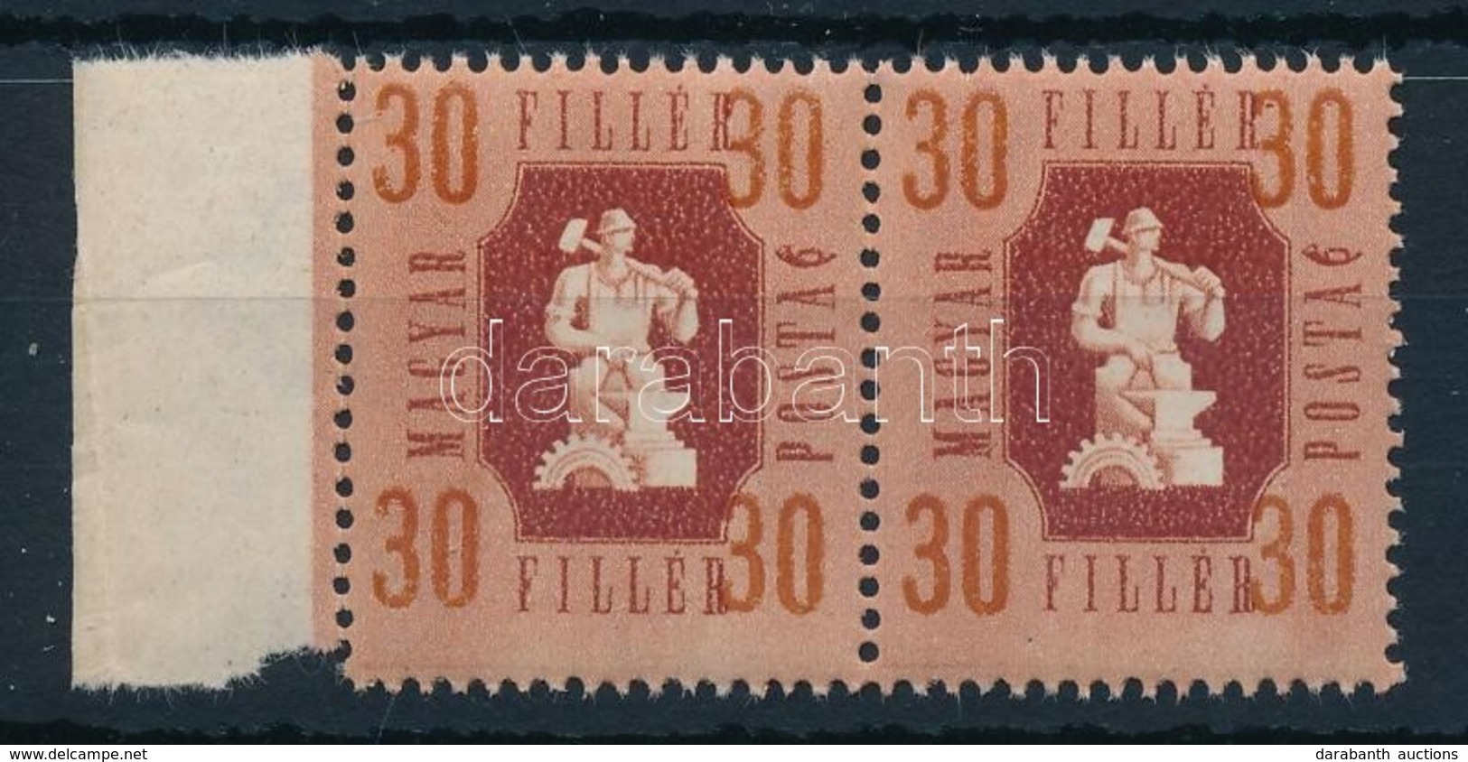 ** 1946 Forint-fillér 30f ívszéli Pár, A Fillér ,,R' Bet?je és A ,,30' összefolyt - Autres & Non Classés