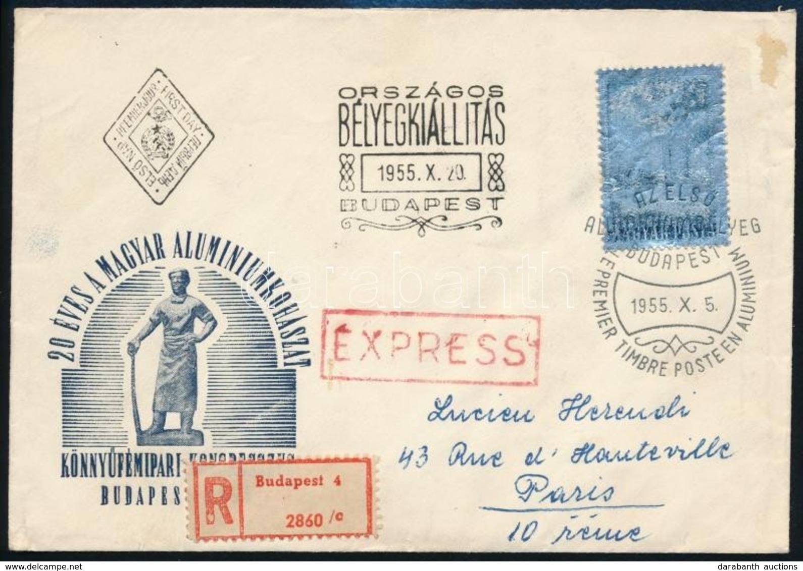 1955 Alumínium Bélyeg Ajánlott FDC-n (4.500) - Other & Unclassified