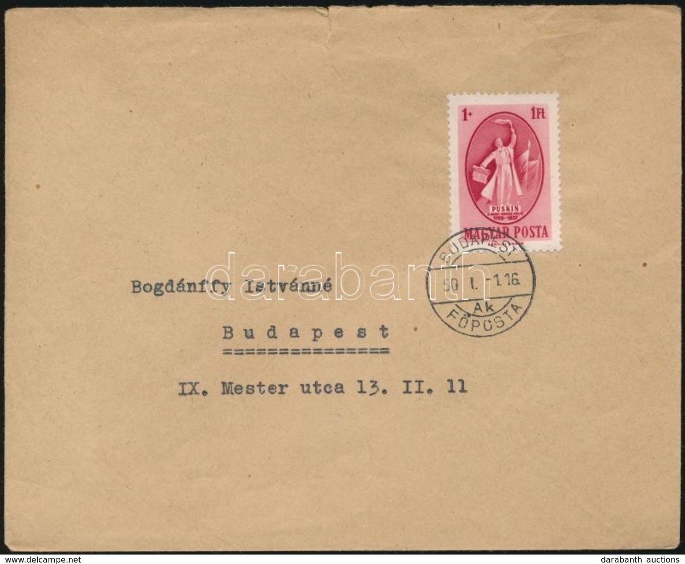 1950 Puskin Bélyeg Helyi Levélen / Mi 1039 On Local Cover - Sonstige & Ohne Zuordnung