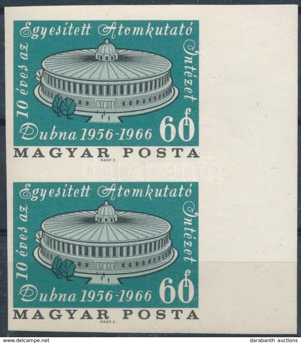 ** 1966 Évfordulók - Események (IV.) Atomkutató Intézet 60f Vágott ívszéli Pár (2.800) - Sonstige & Ohne Zuordnung