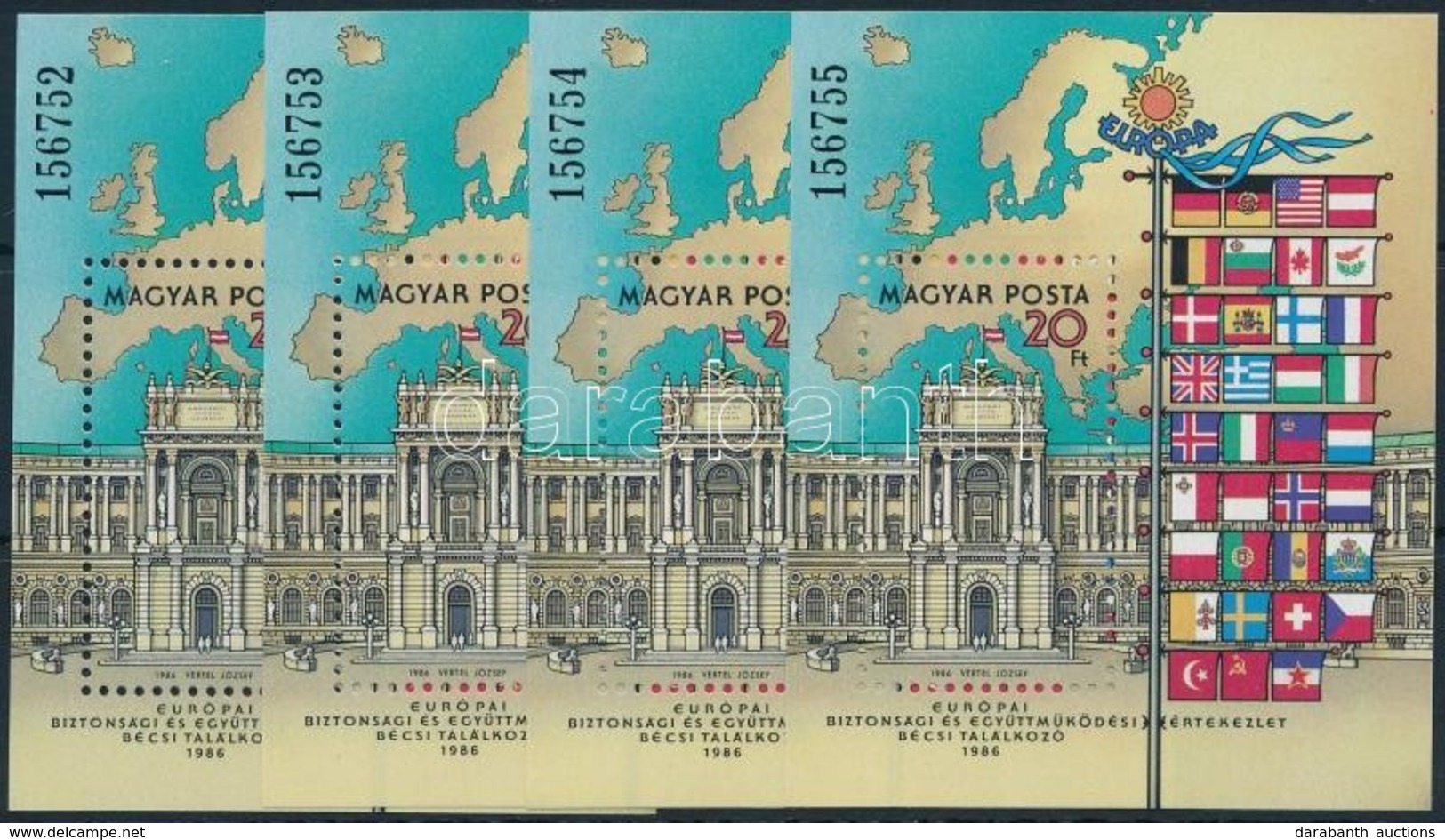 ** 1986 Európai Biztonsági Együttm?ködési Értekezlet 4 Db Sorszámkövet? Blokk - Andere & Zonder Classificatie