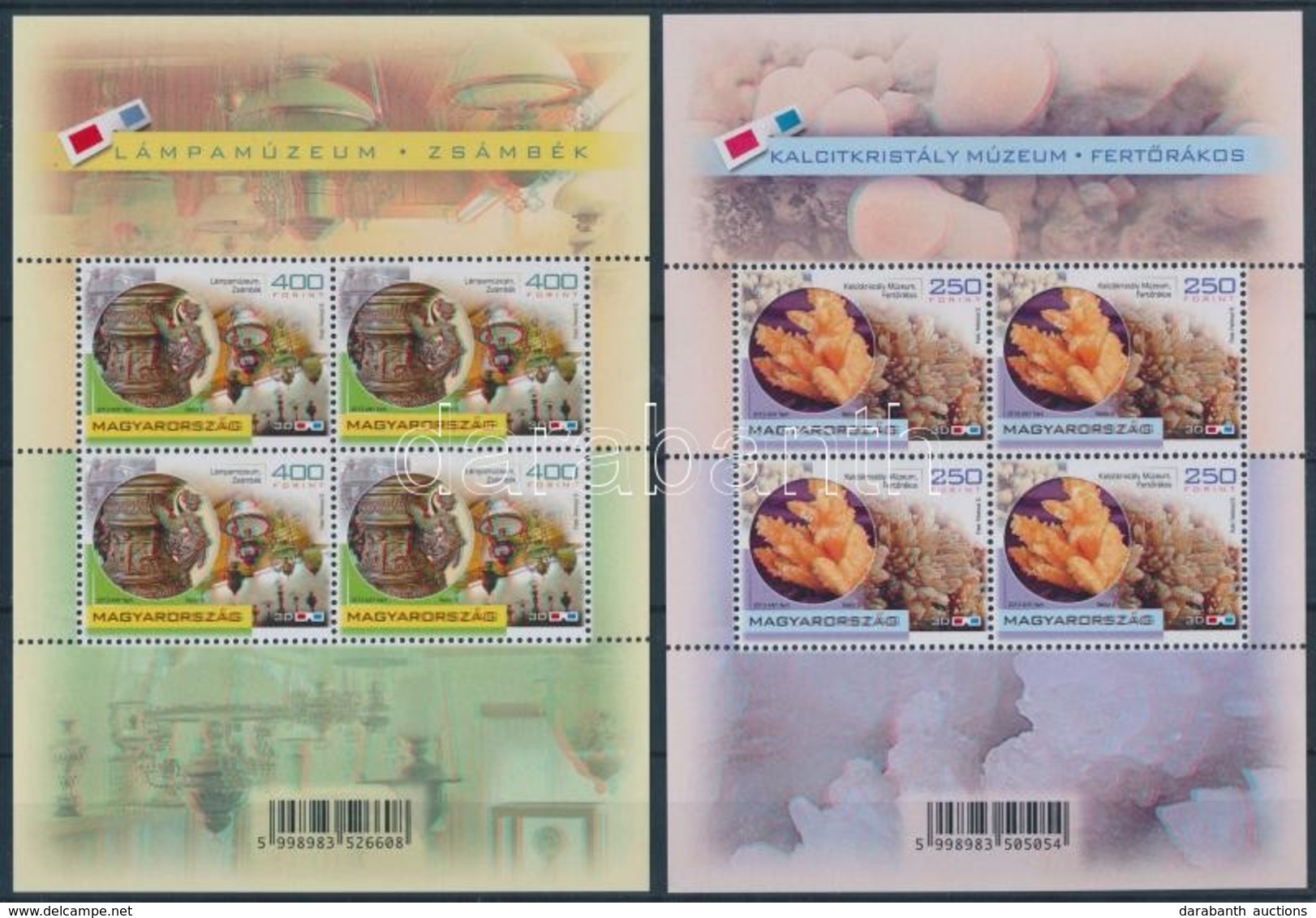 ** 2013 Magyar Múzeumok Kincsei 2 Klf Kisív és 3D-s Szemüveg (5.500) - Autres & Non Classés