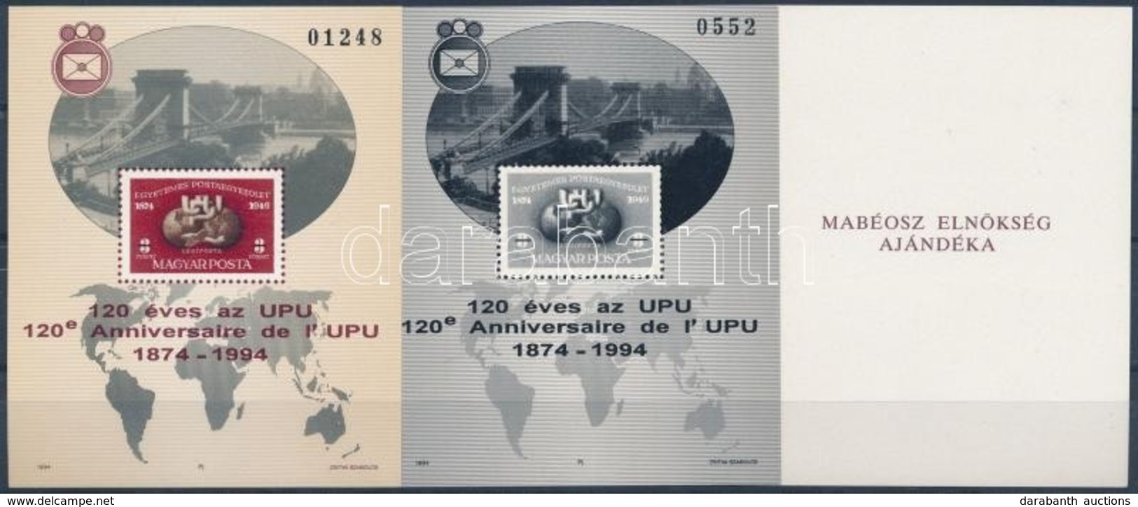 ** 1994/7 UPU 3 Db-os Emlékív Garnitúra Elnökség Ajándékával (20.300) - Sonstige & Ohne Zuordnung