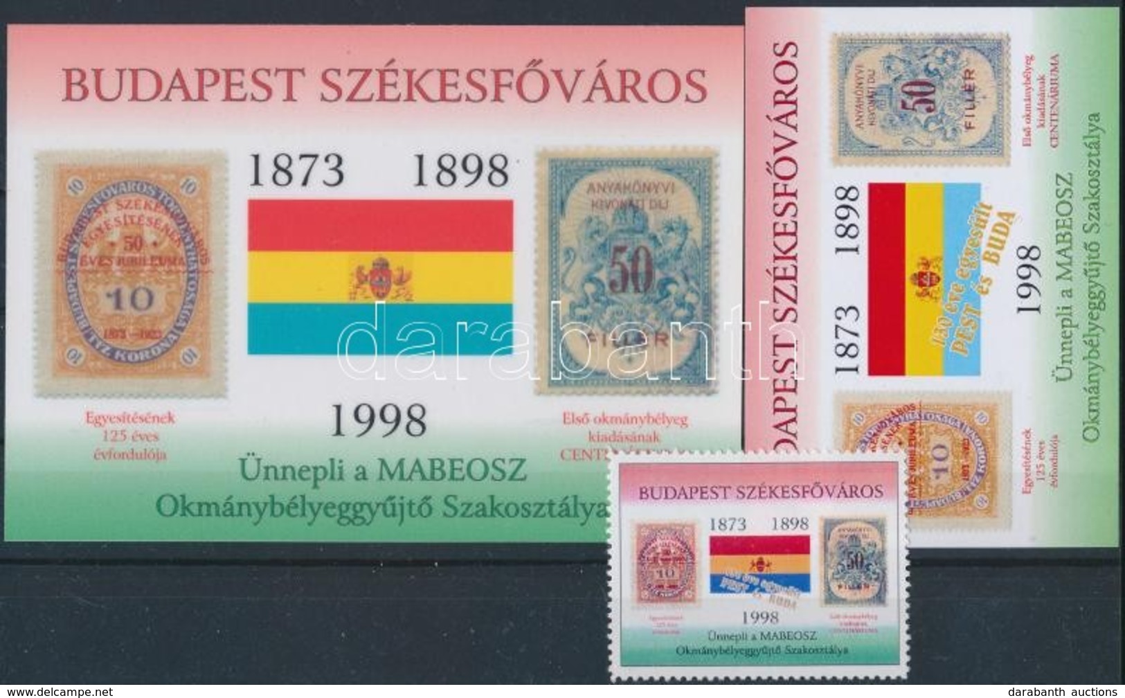 ** 1998 2 Db Budapest Székesf?város Emlékív és Levélzáró Bélyeg - Altri & Non Classificati