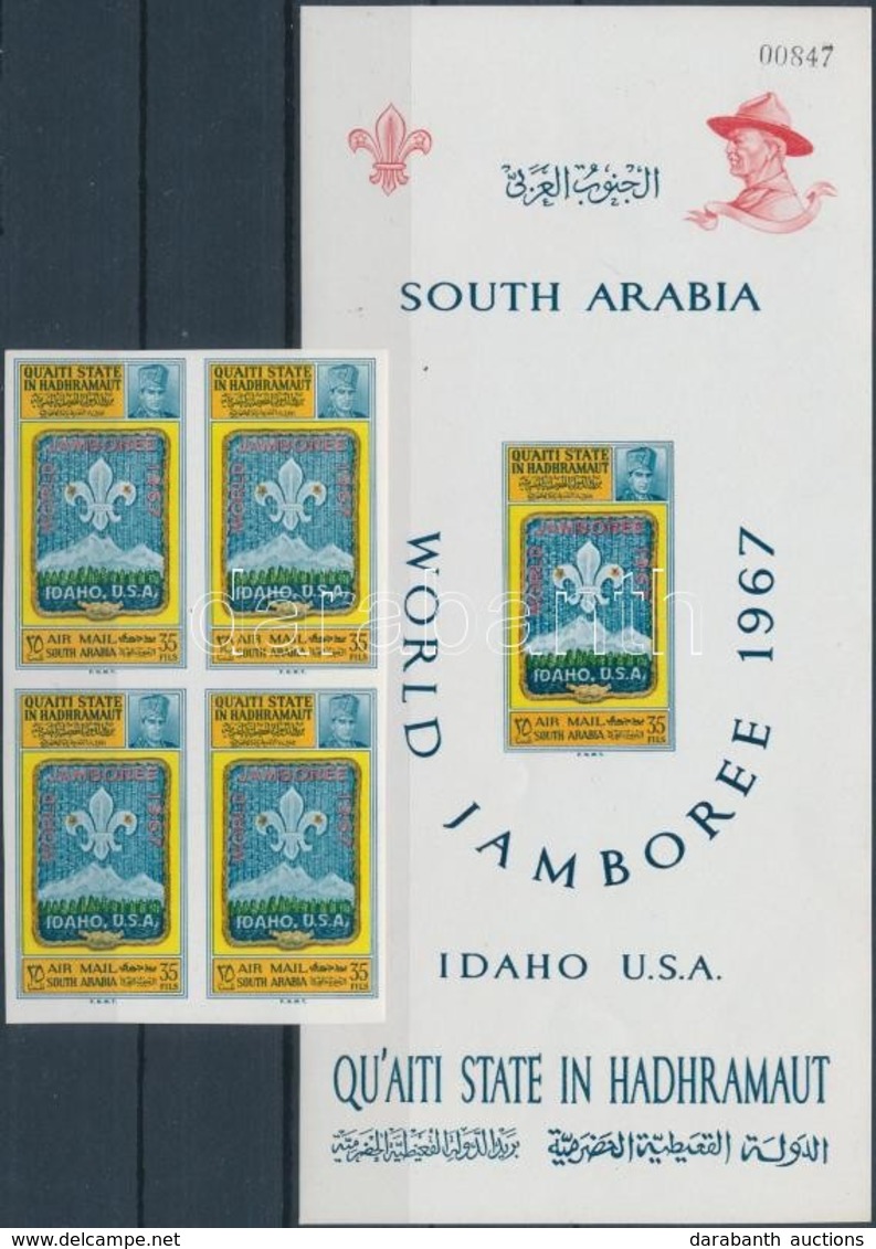 ** 1967 Cserkész Világtalálkozó, Idaho Vágott 4-es Tömb Mi 122 B + Blokk 10 B - Autres & Non Classés