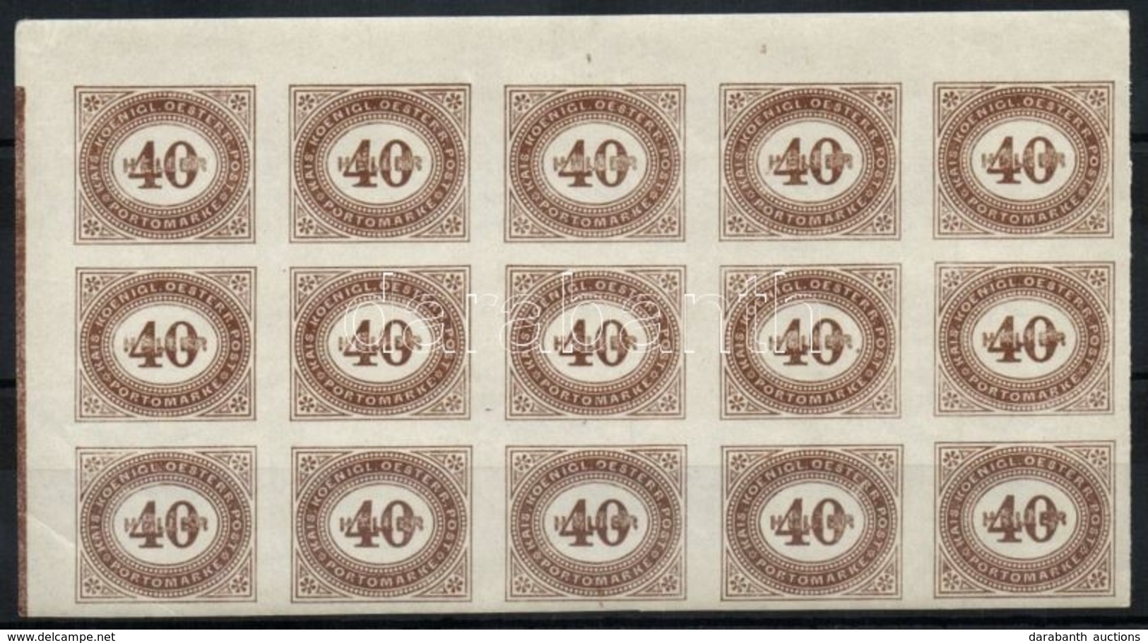 ** 1899 Portó Mi  20 ívsarki 15-ös Tömb, 1 Bélyeg Törött / Block Of 15, 1 Stamp Folded - Other & Unclassified