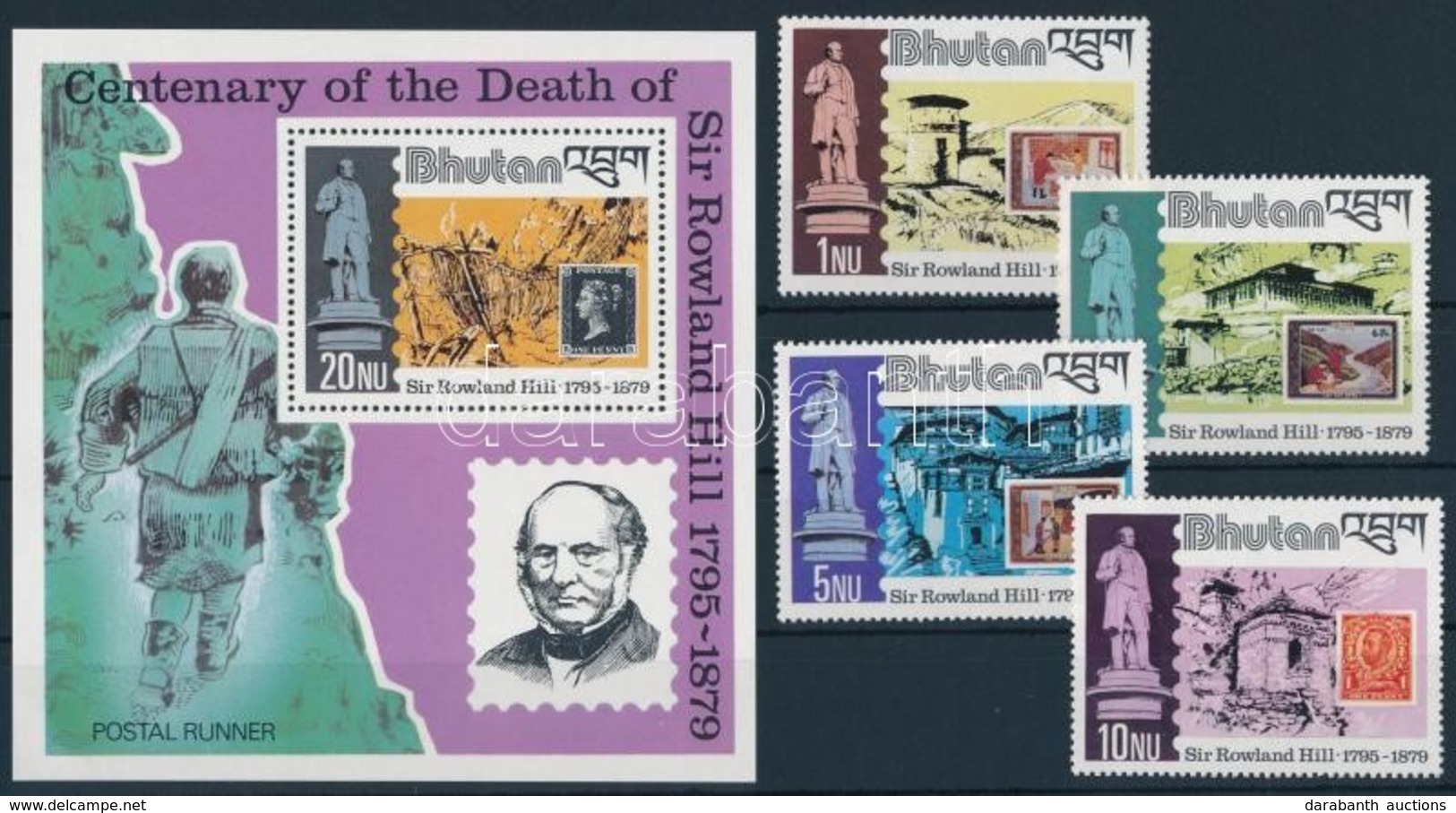 ** 1980 Rowland Hill Halálának 100. évfordulója Sor Mi 744-747 A + Blokk 84 A - Andere & Zonder Classificatie