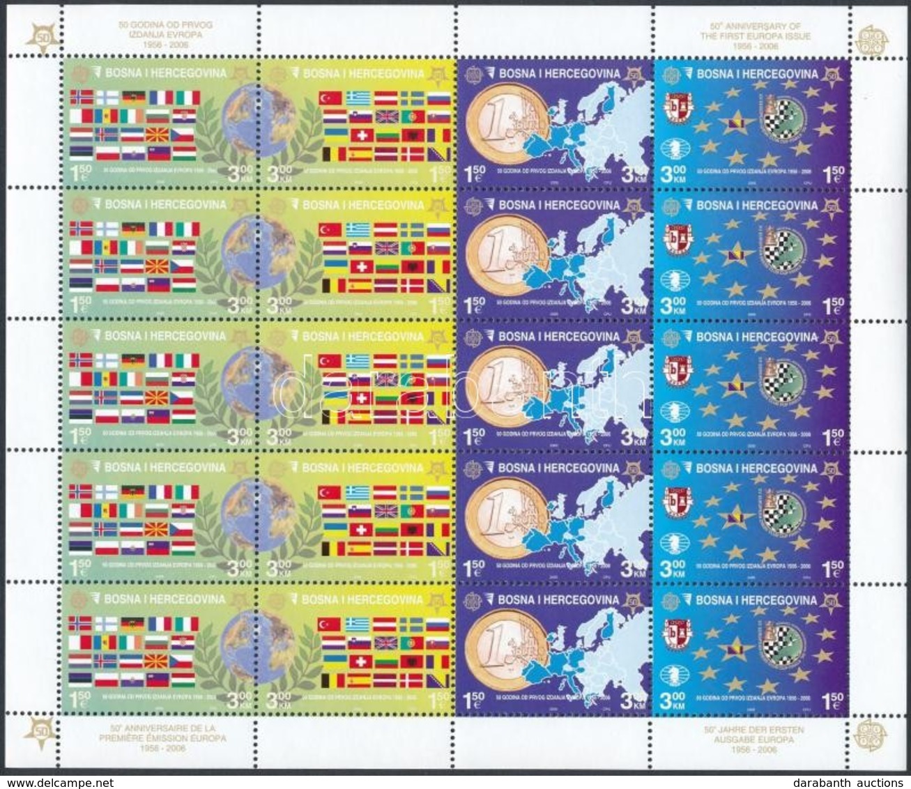 ** 2005 50 éves Az Europa CEPT Bélyeg Kisív Mi 419 A-422 A - Andere & Zonder Classificatie