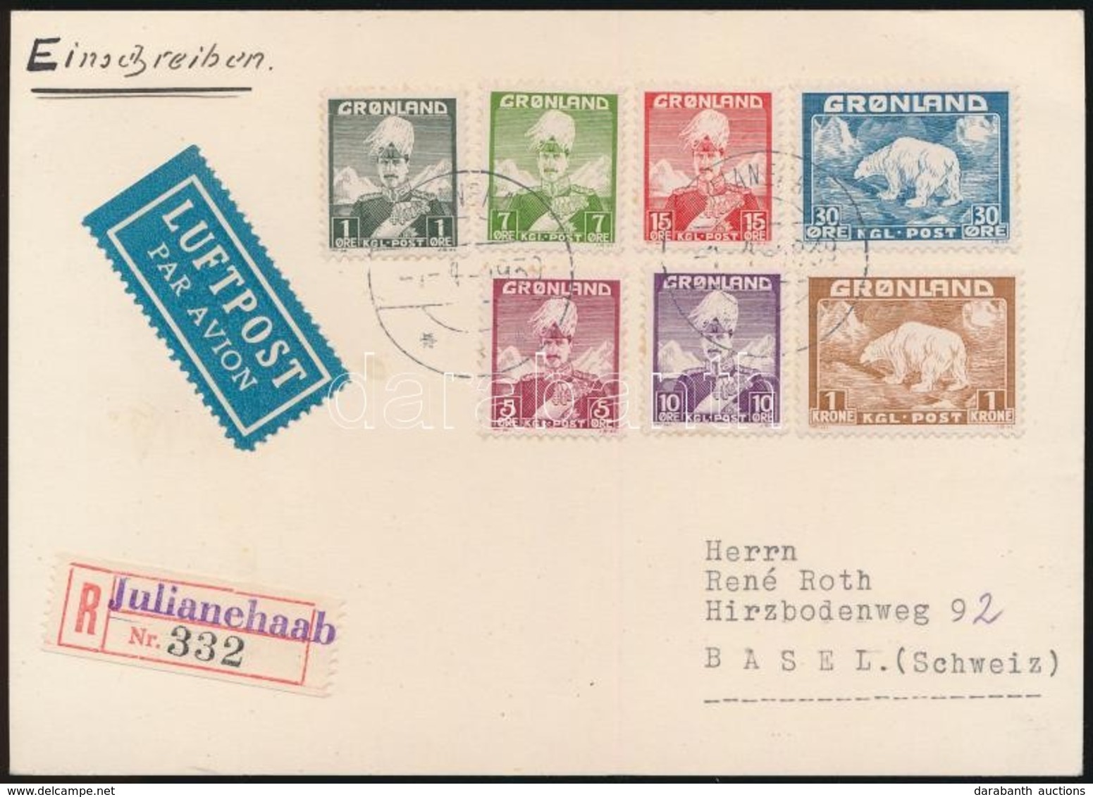 1939 Ajánlott Légi Levelez?lap / Registered Airmail Postcard 'JULIANEHAAB' - 'BASEL' - Andere & Zonder Classificatie