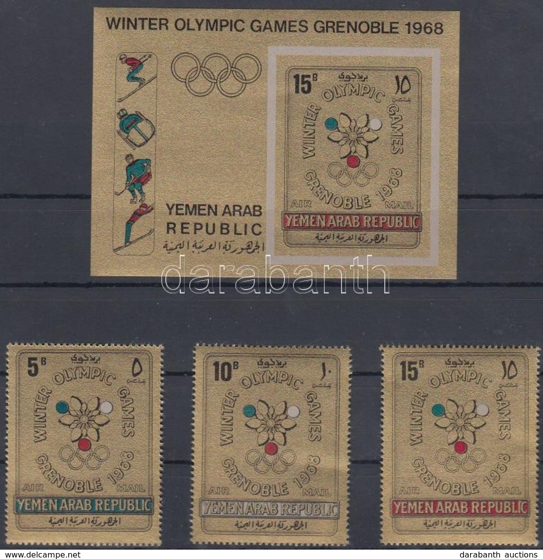 ** 1967 Téli Olimpia, Grenoble Sor Mi 613-615 + Blokk 60 B - Altri & Non Classificati