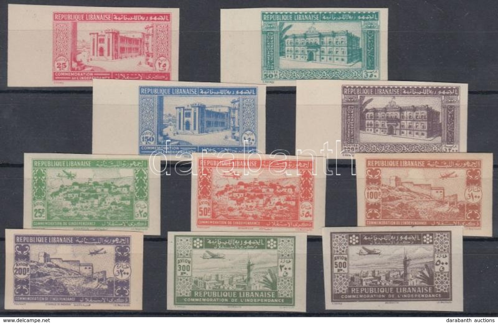 ** 1943 Függetlenség, Légiposta Fogazatlan Próbanyomat Sor / Imperforate Set Mi 267-276 - Andere & Zonder Classificatie