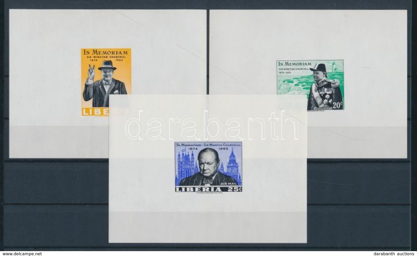 1974 Winston Churchill Mi 644-646 Deluxe Vágott Blokksor /deluxe Imperforate Blocks - Altri & Non Classificati