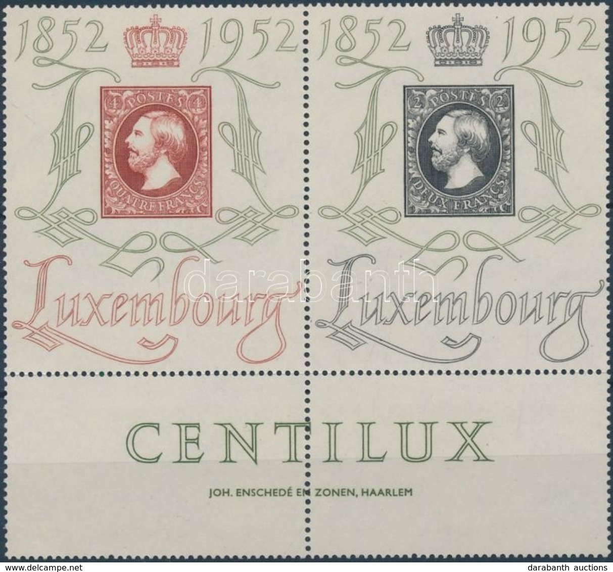 ** 1952 Nemzetközi Bélyegkiállítás; 100 éves A Luxemburg-i Bélyeg üresmez?s Pár Mi 488-489 - Altri & Non Classificati