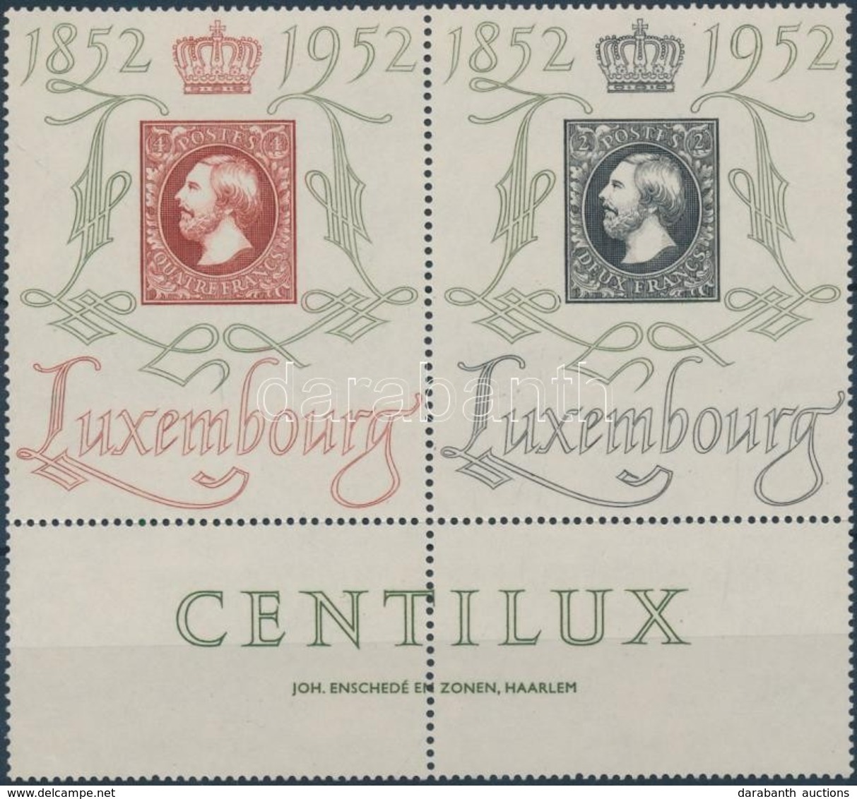 ** 1952 Nemzetközi Bélyegkiállítás; 100 éves A Luxemburg-i Bélyeg üresmez?s Pár Mi 488-489 - Andere & Zonder Classificatie