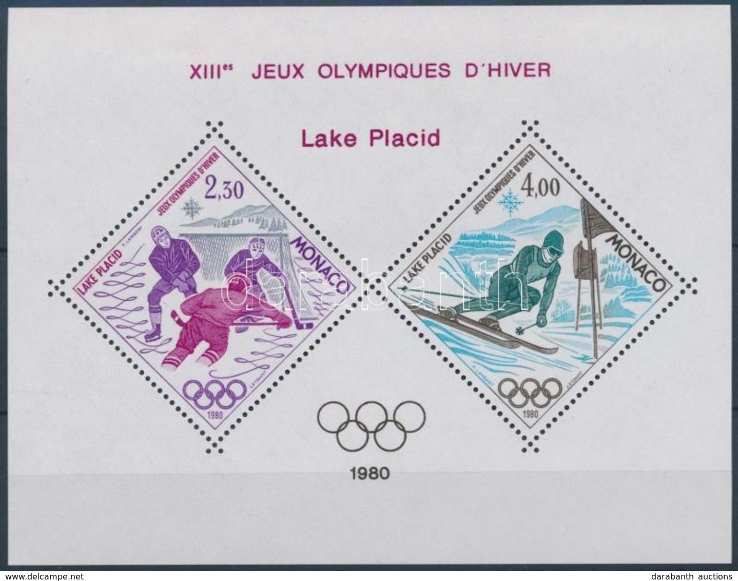 ** 1980 Téli Olimpia Mi 1419-1420 Blokk Formában - Andere & Zonder Classificatie