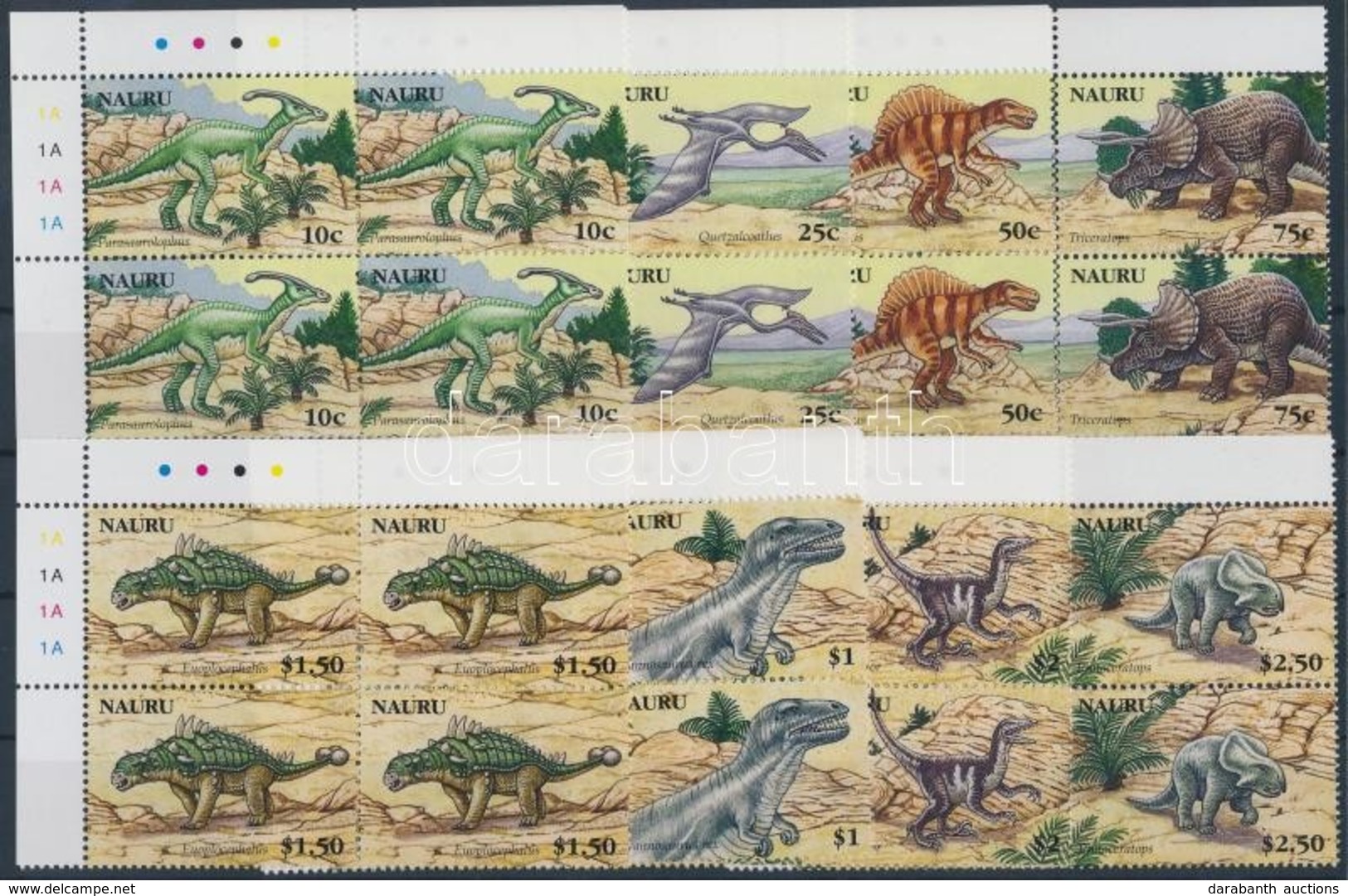 ** 2006 Dinoszaurusz Sor ívsarki Négyestömbökben Mi 638-645 - Altri & Non Classificati