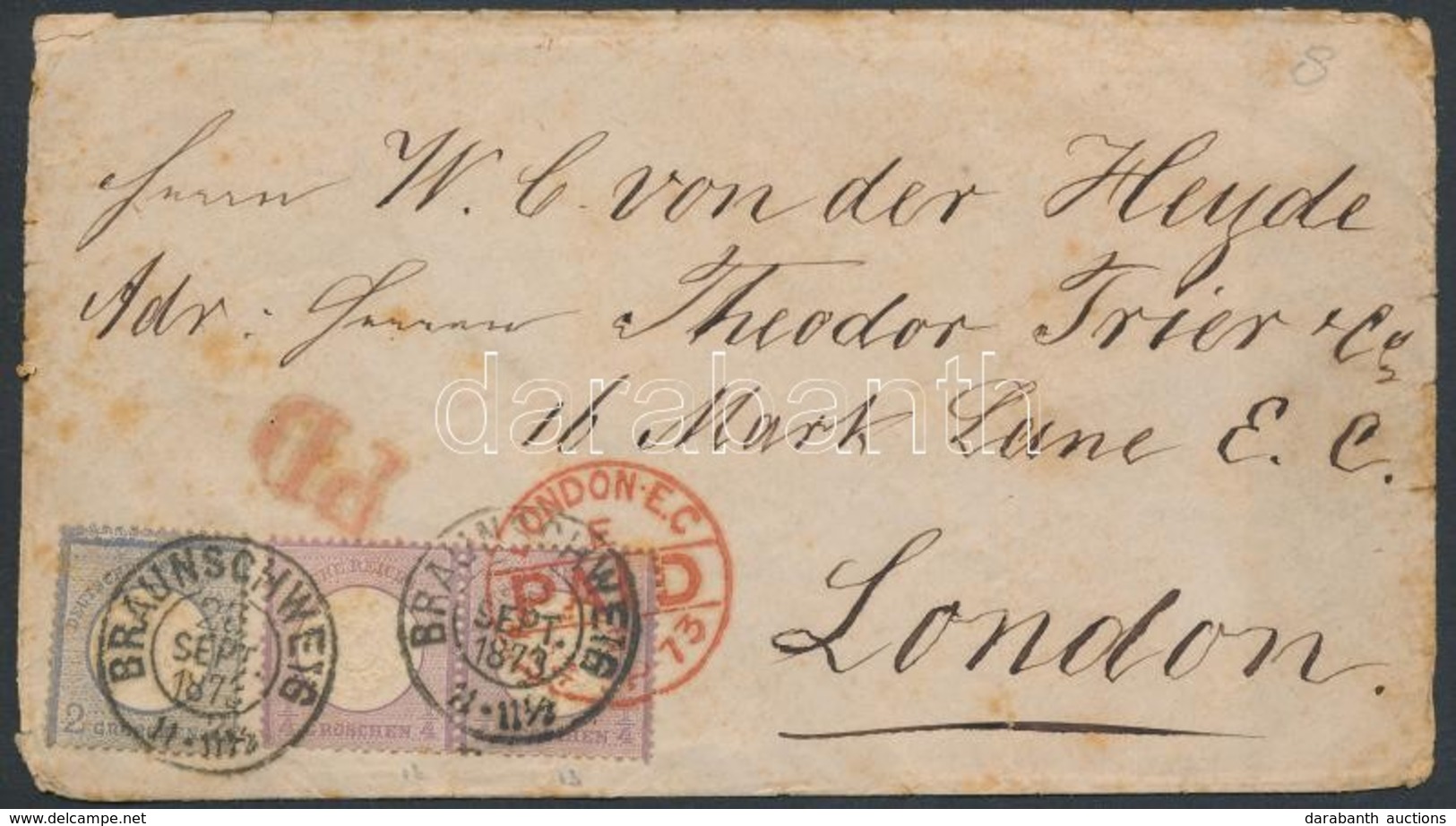 1873 Levél Londonba / Mi 16 Pair + 20 On Cover 'BRAUNSCHWEIG' - 'LONDON' - Andere & Zonder Classificatie