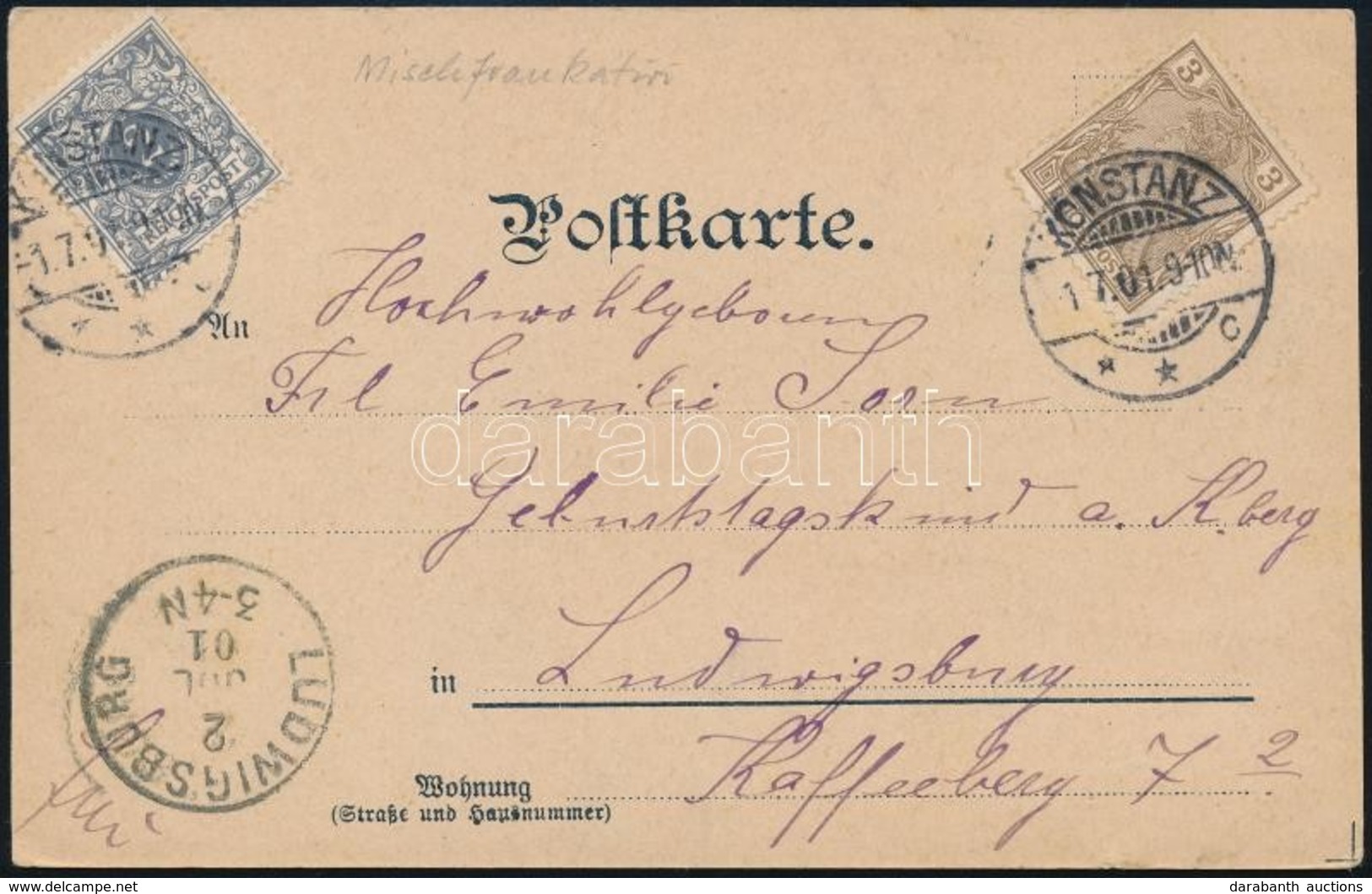 1901 Képeslap Vegyes Bérmentesítéssel / Postcard With Mixed Franking - Andere & Zonder Classificatie