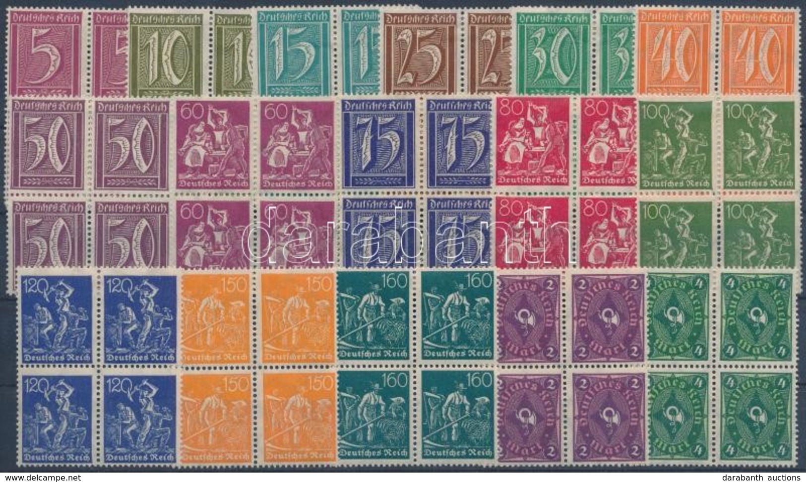 ** * 1921 Forgalmi Sor 16 Klf értéke Négyestömbökben Mi 177-191 + 193 - Altri & Non Classificati