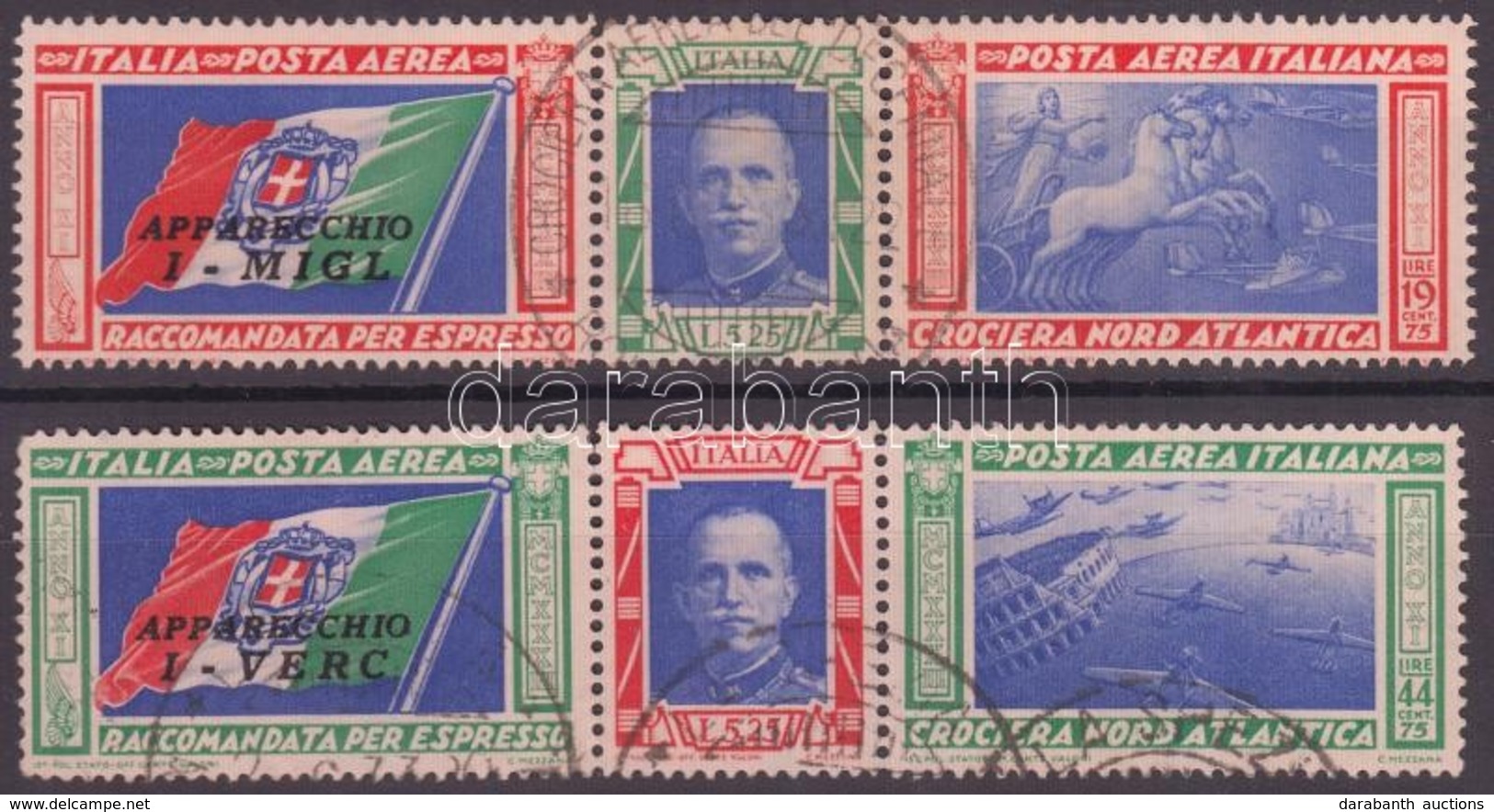 O 1933 Róma-Chicago Repülés Mi 445-446 - Altri & Non Classificati