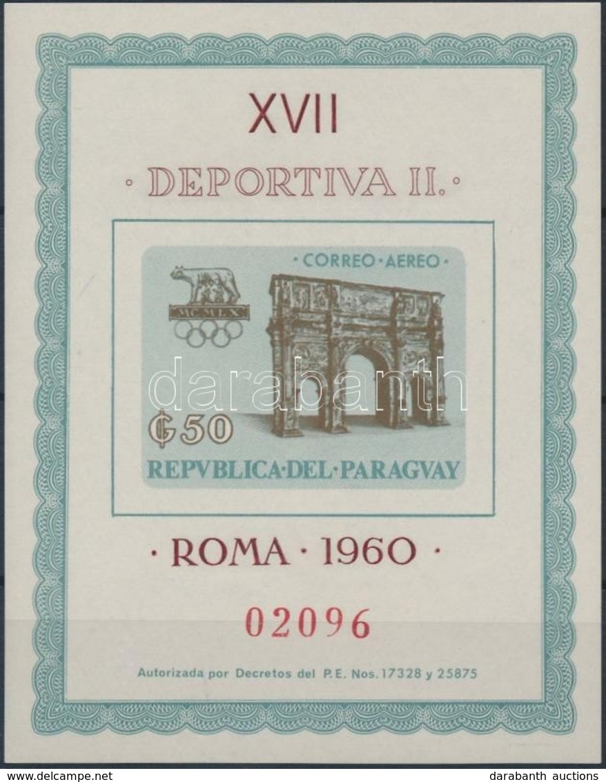 ** 1963 Nyári Olimpia, Róma 1960 Blokk Mi 42 - Andere & Zonder Classificatie