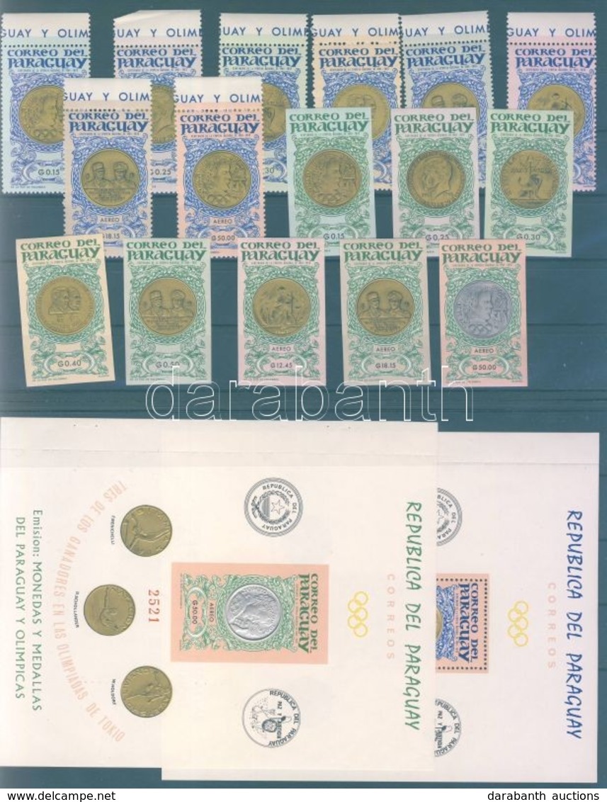 ** 1965 Paraguayi Pénzek és érmék + Olimpiai érmek Mi 1408-1415+1417-1424 + Blokk 67II-68II - Altri & Non Classificati