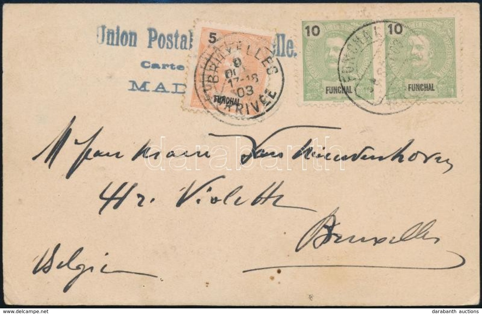 1903 Képeslap Funchalból Brüsszelbe / Postcard To Brussels - Other & Unclassified