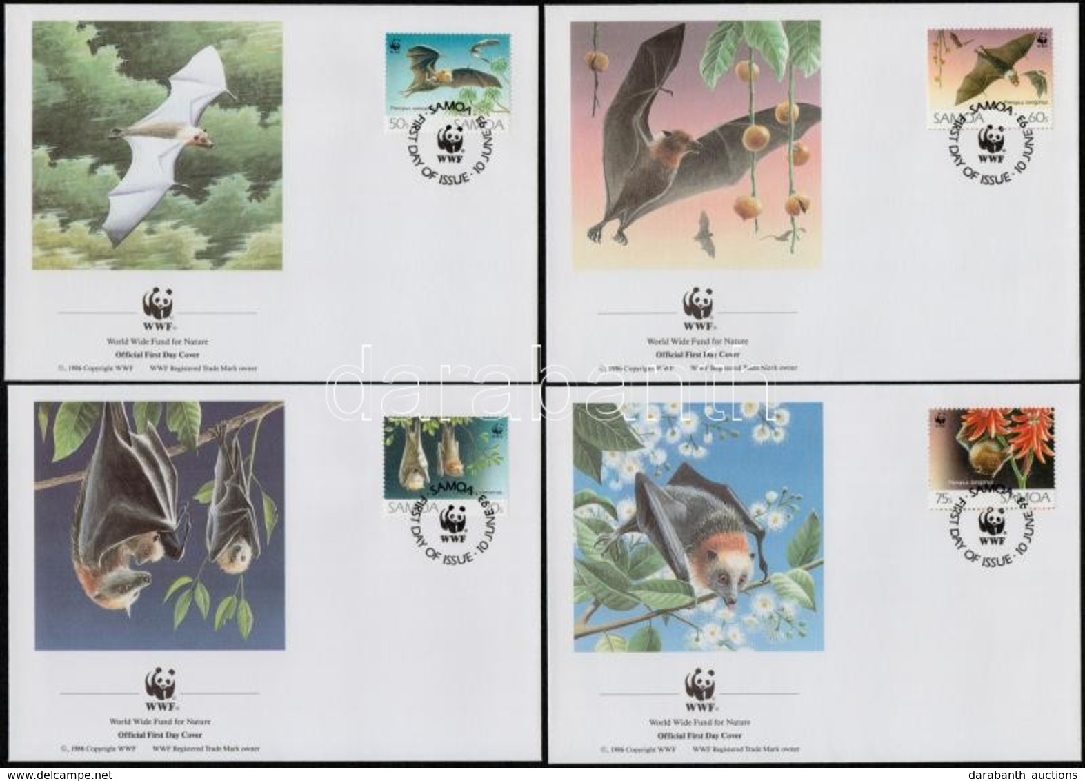 1993 WWF Denevérek Sor 4 FDC-n Mi 754-757 - Sonstige & Ohne Zuordnung