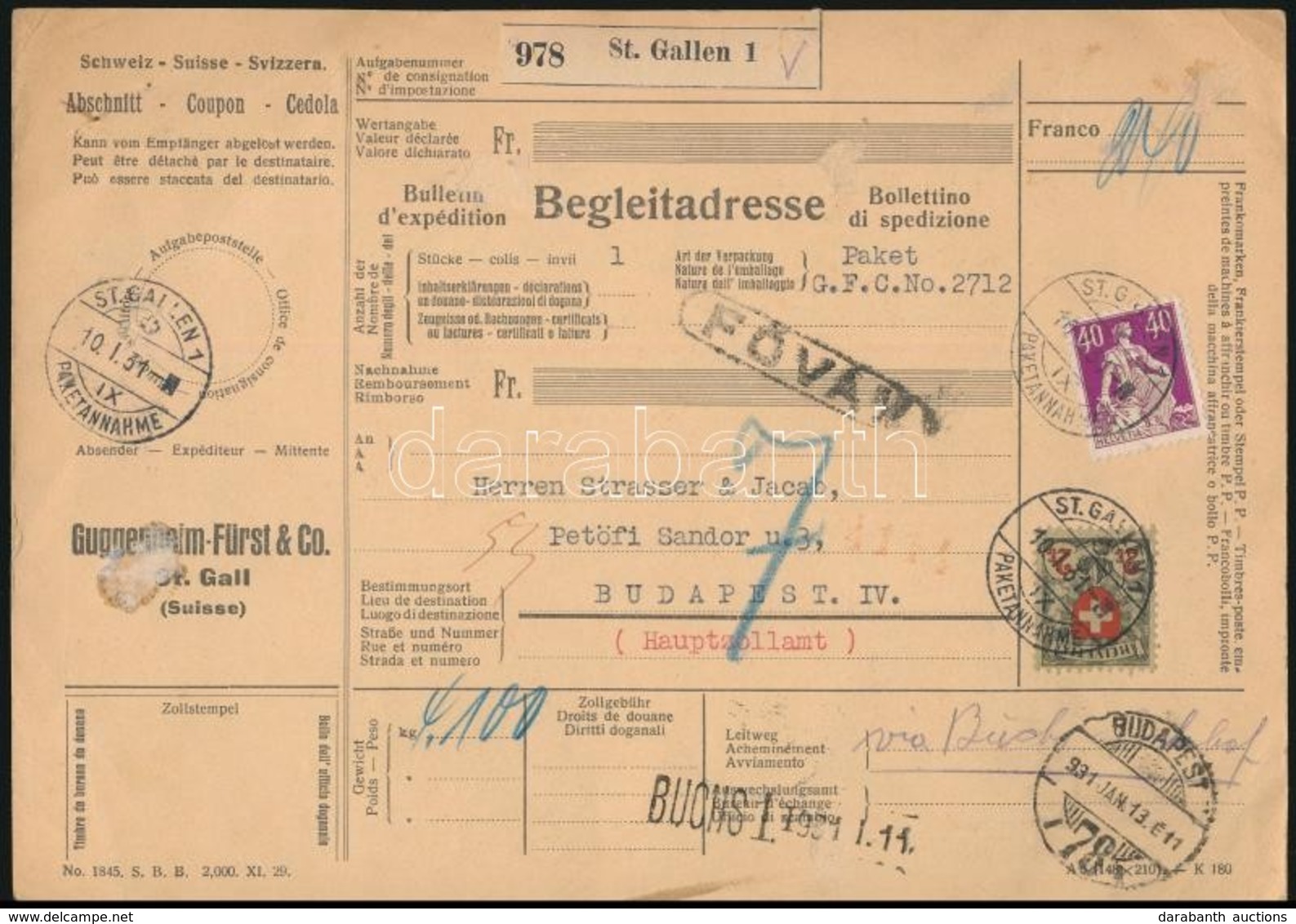 1931 Csomagszállító Budapestre - Andere & Zonder Classificatie