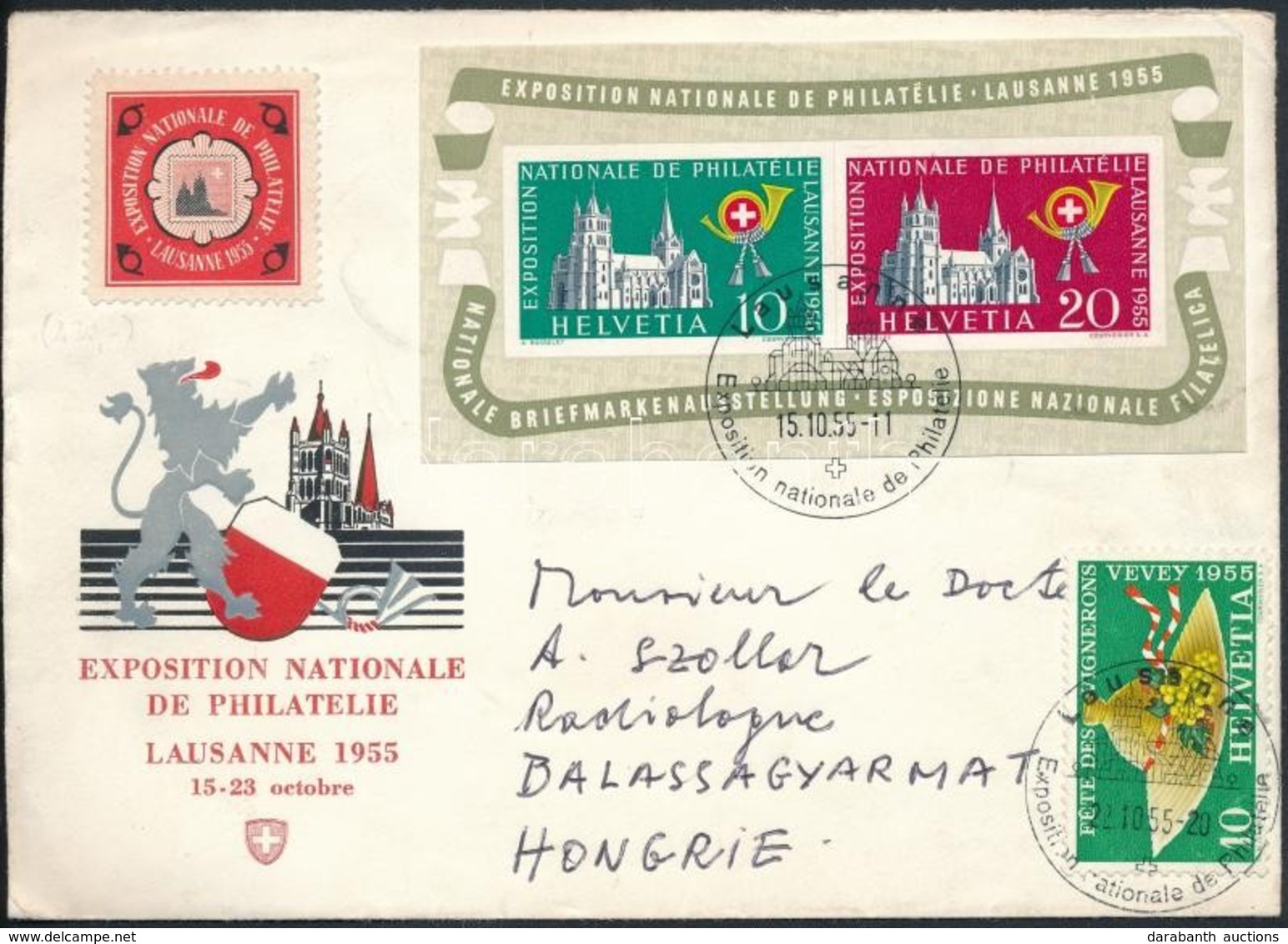 1955 Bélyegkiállítás Blokk Levélen Balassagyarmatra / Block Mi 15 On Cover To Hungary - Andere & Zonder Classificatie