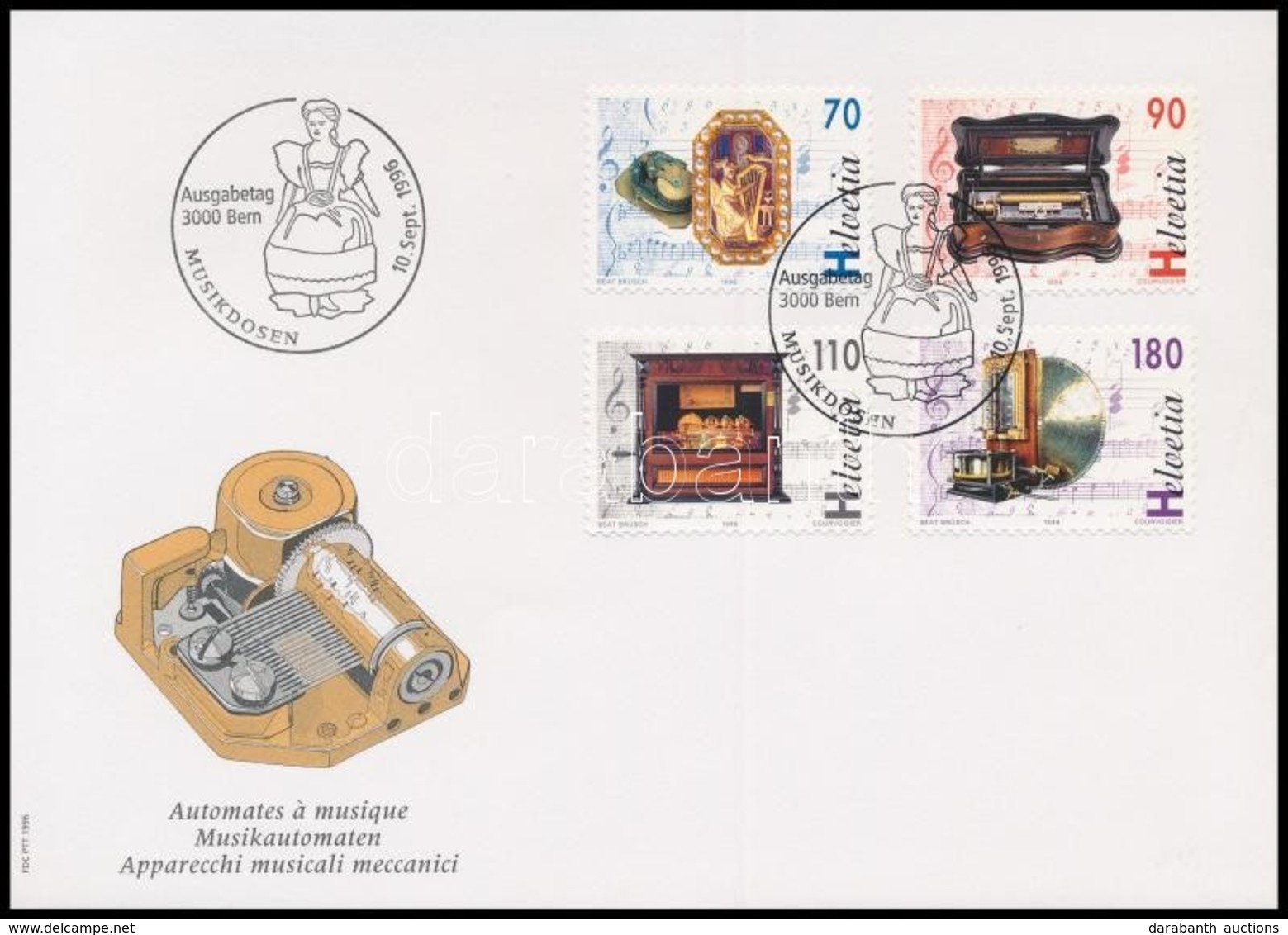 1996 Zenedobozok Sor Mi 1585-1588 FDC-n - Andere & Zonder Classificatie