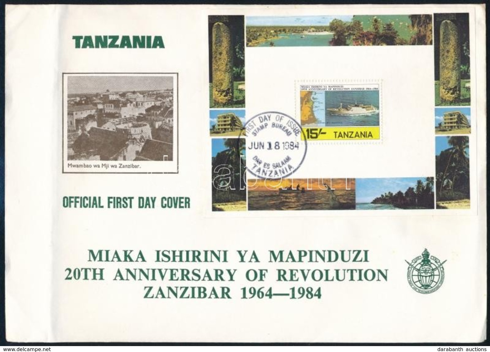 1984 20 éves A Zanzibári Forradalom Blokk FDC-n Mi 36 - Sonstige & Ohne Zuordnung