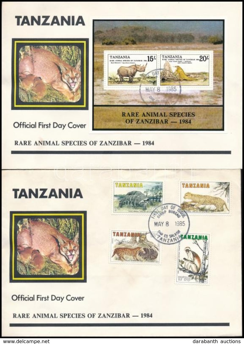 1985 Zanzibár állatai Sor FDC-n Mi 258-261 + Blokk FDC-n Mi 41 - Altri & Non Classificati