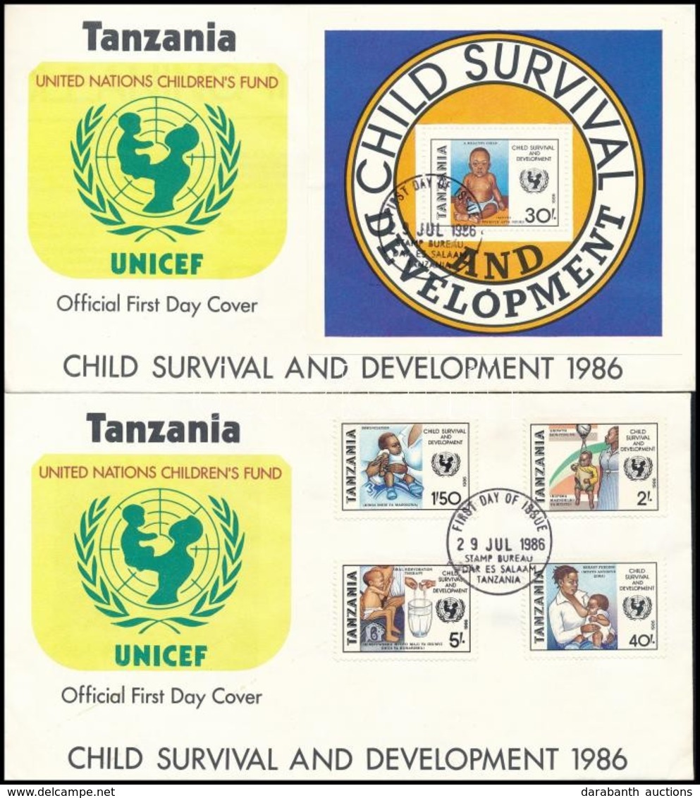 1986 UNICEF A Gyermekhalandóság Ellen Sor FDC-n Mi 332-335 + Blokk FDC-n Mi 59 - Altri & Non Classificati