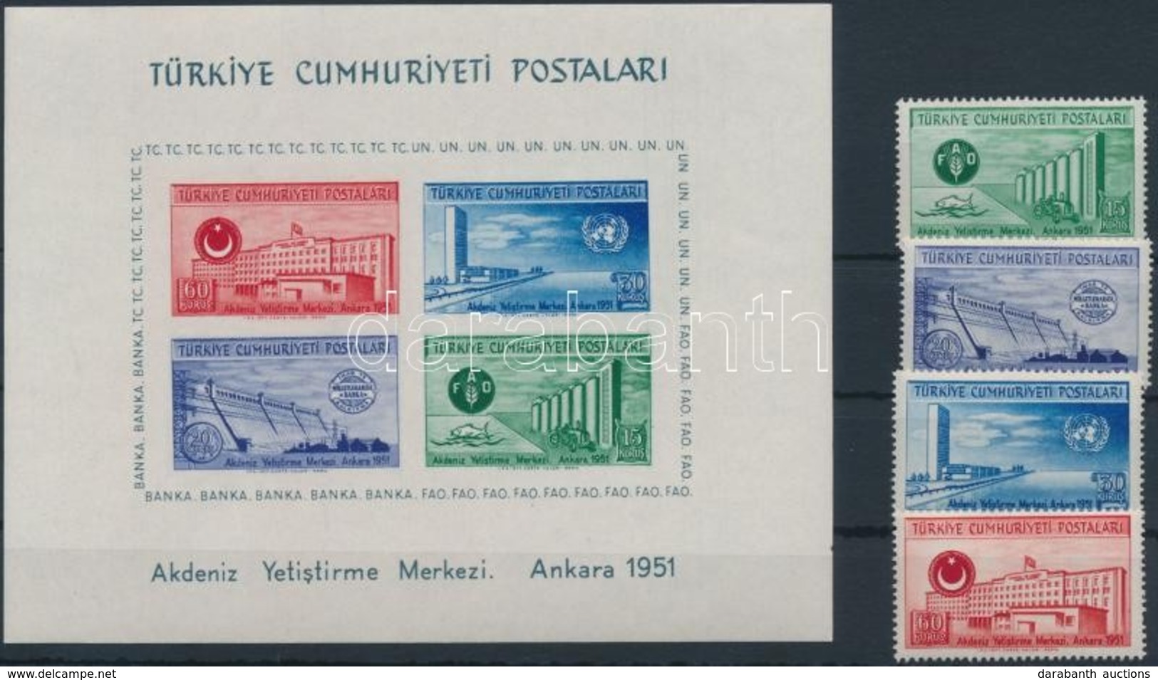 ** 1952 Nemzetközi Szervezetek Sor Mi 1305-1308 A + Blokk 4 - Other & Unclassified