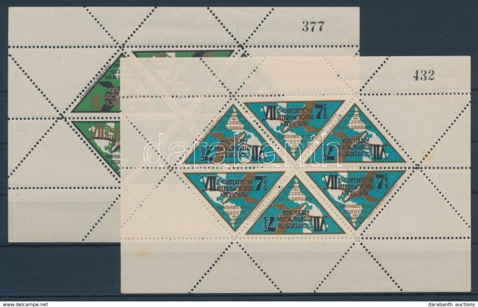 ** 1933 Pánamerikai Kongresszus Mi 497-502 Kisívsor / Minisheets (2 Nagyon Halvány Sárga Folt + Néhány Bepattant Fog A 7 - Other & Unclassified