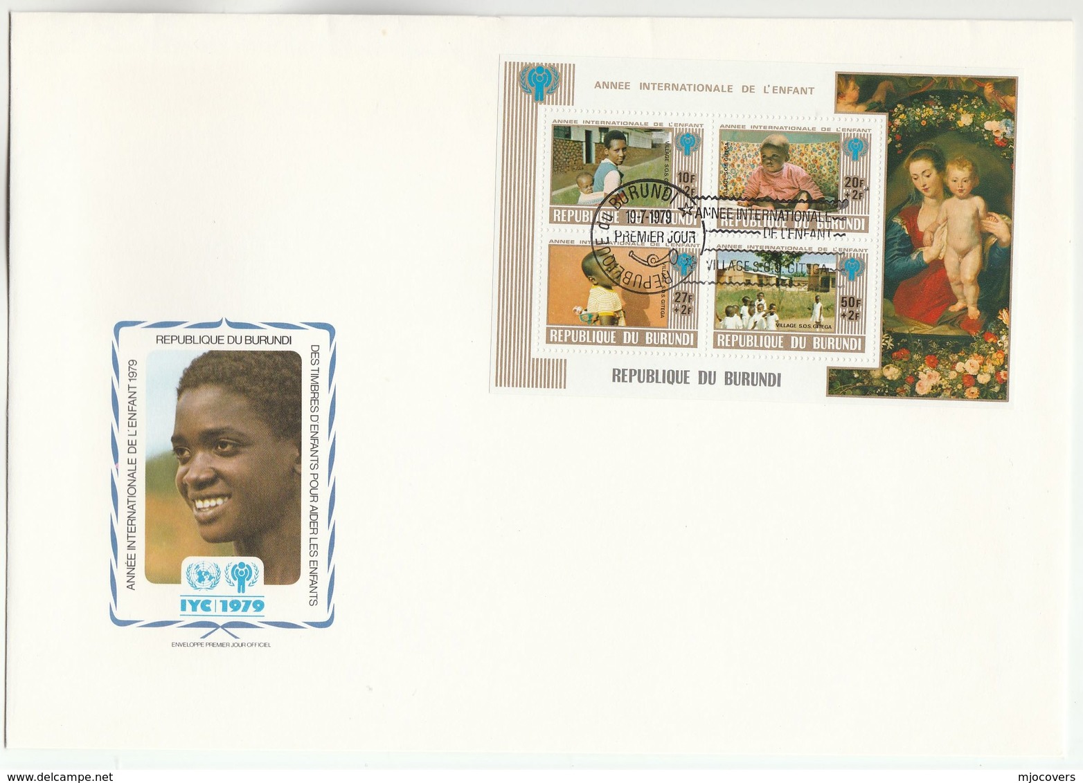 1979 BURUNDI FDC Miniature Sheet IYC  ART FLOWERS Stamps Cover Un United Nations Flower - UNO