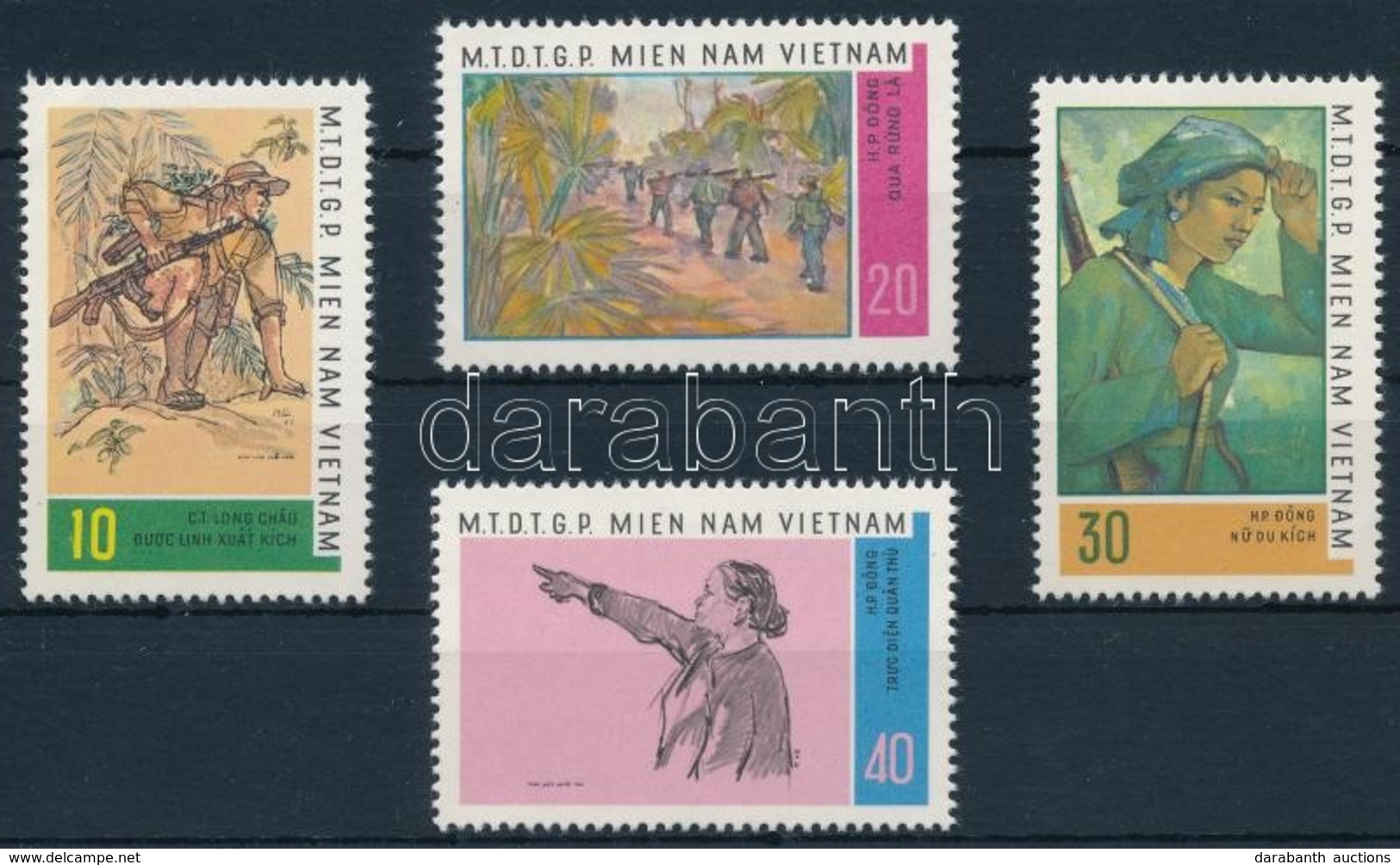 ** Vietkong Kiadás 1968 Harc A Szabadságért: Kortárs Festmények Sor Mi 15-18 - Andere & Zonder Classificatie