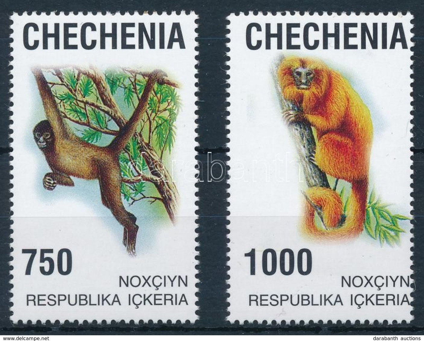** Oroszország-Csecsenföld  Majom 2 Db Klf Bélyeg - Autres & Non Classés