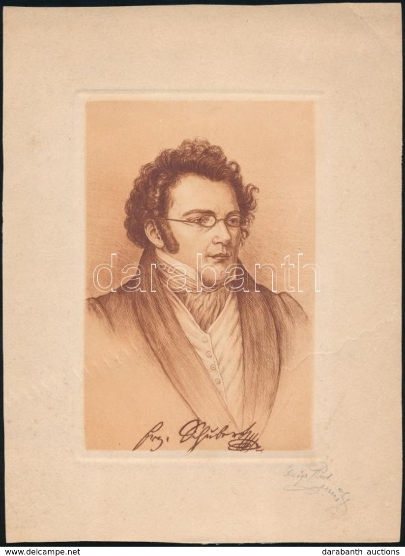 Robert Aust (?-?): Franz Schubert. Rézkarc, Papír, Jelzett, 16×11 Cm - Autres & Non Classés