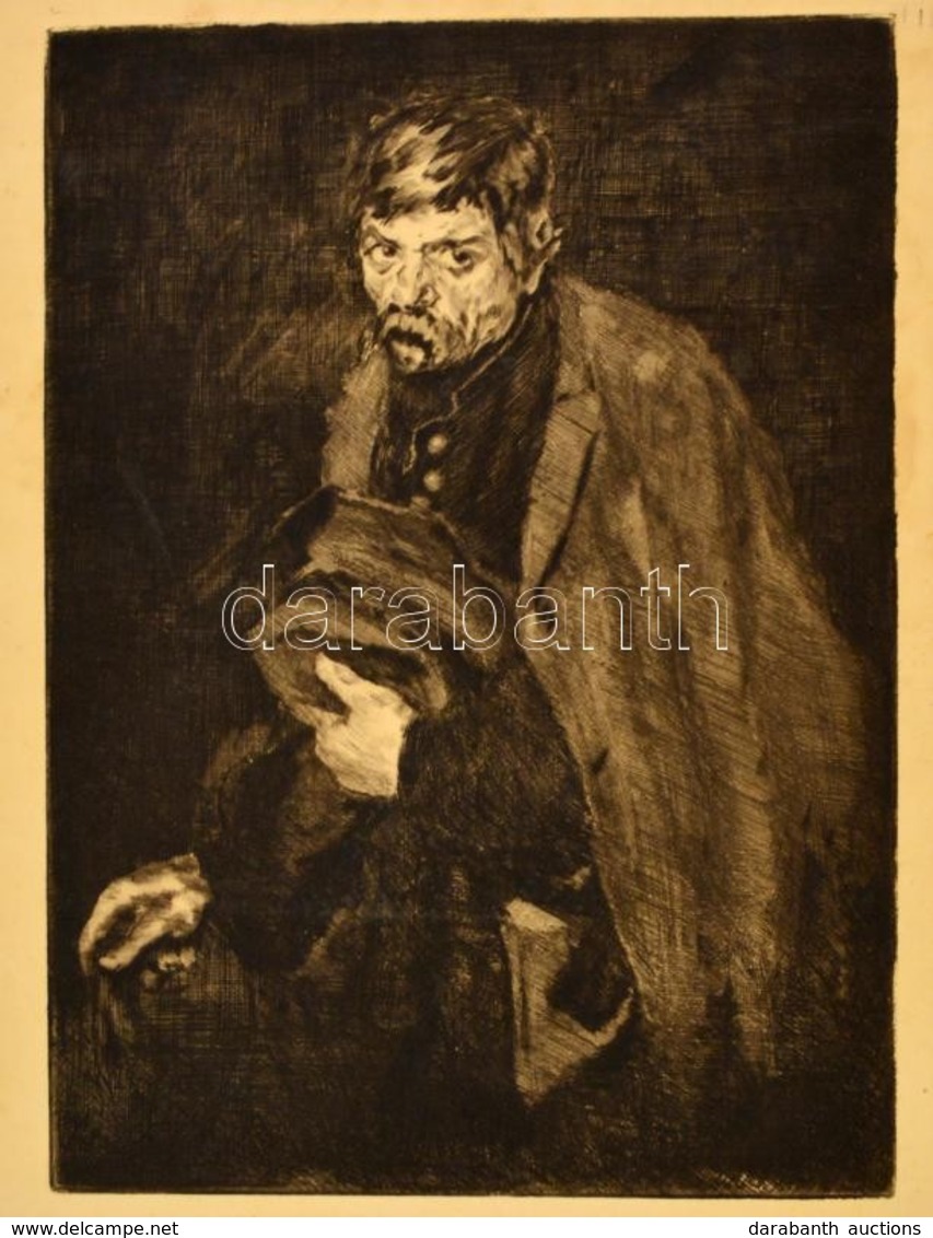 Fényes Adolf (1867-1945): Koldus. Rézkarc, Papír, Jelzés Nélkül, 33×23 Cm - Autres & Non Classés