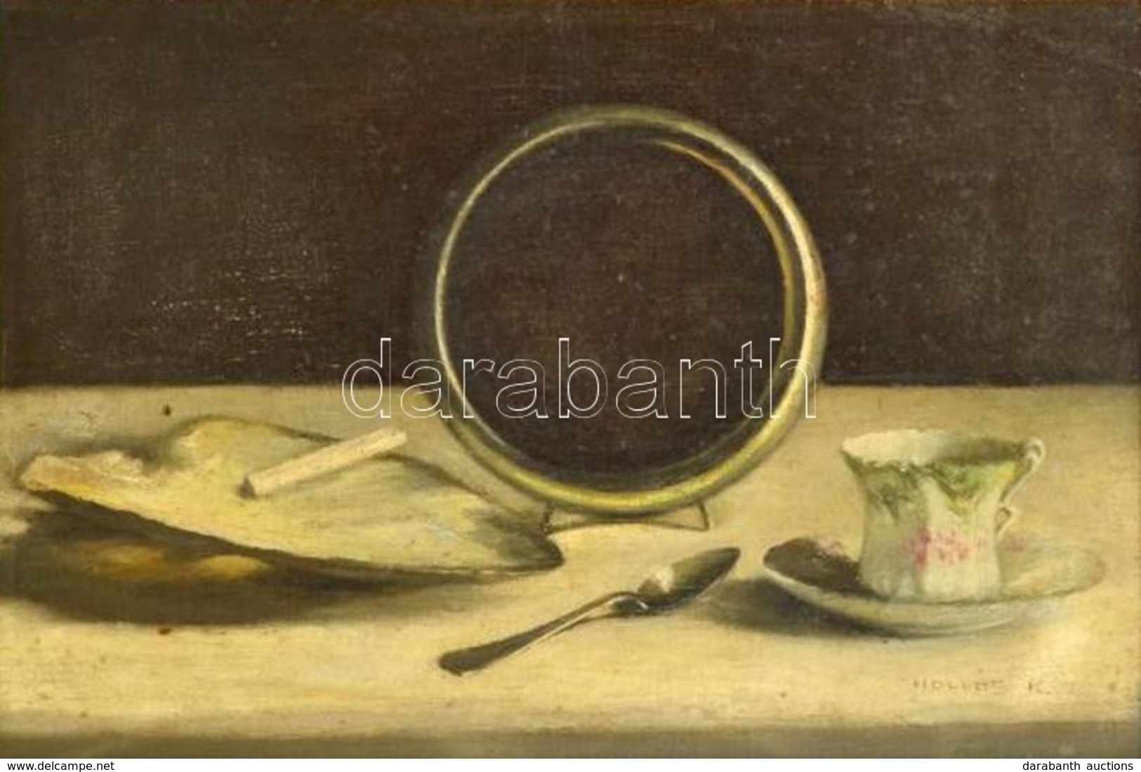 Hollós Holczer Károly (1873-?): Asztali Csendélet. Olaj, Vászon, Jelzett, Keretben, 30×46 Cm - Autres & Non Classés