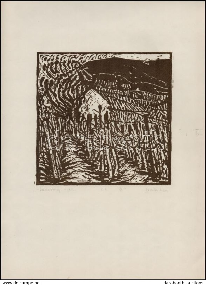 Somlai Vilma (1938-2007): Badacsony 1983, Linó, Papír, Jelzett, 19×19 Cm - Altri & Non Classificati