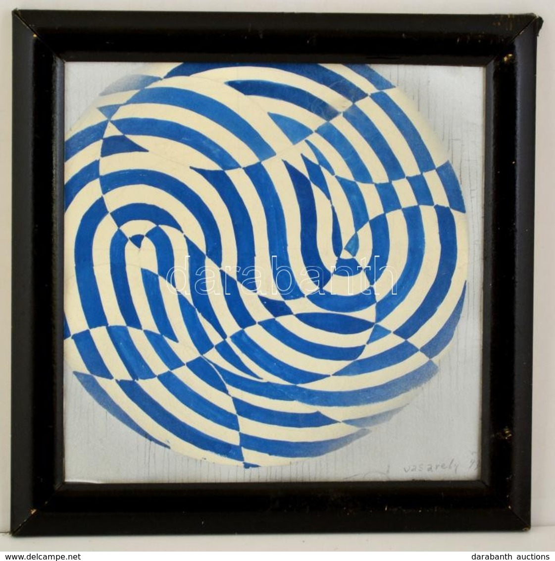 Vasarely Jelzéssel: Kompozíció. Vegyes Technika, Papír, üvegezett Keretben, 33×33 Cm - Autres & Non Classés