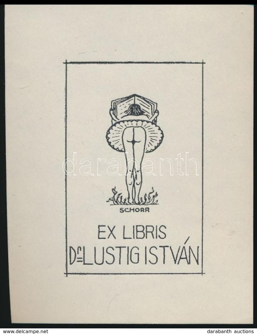 Schorr Tibor (?-?):Erotikus Ex Libris, Dr. Lustig István. Klisé, Papír, Jelzett A Klisén, 5,5×4 Cm - Other & Unclassified