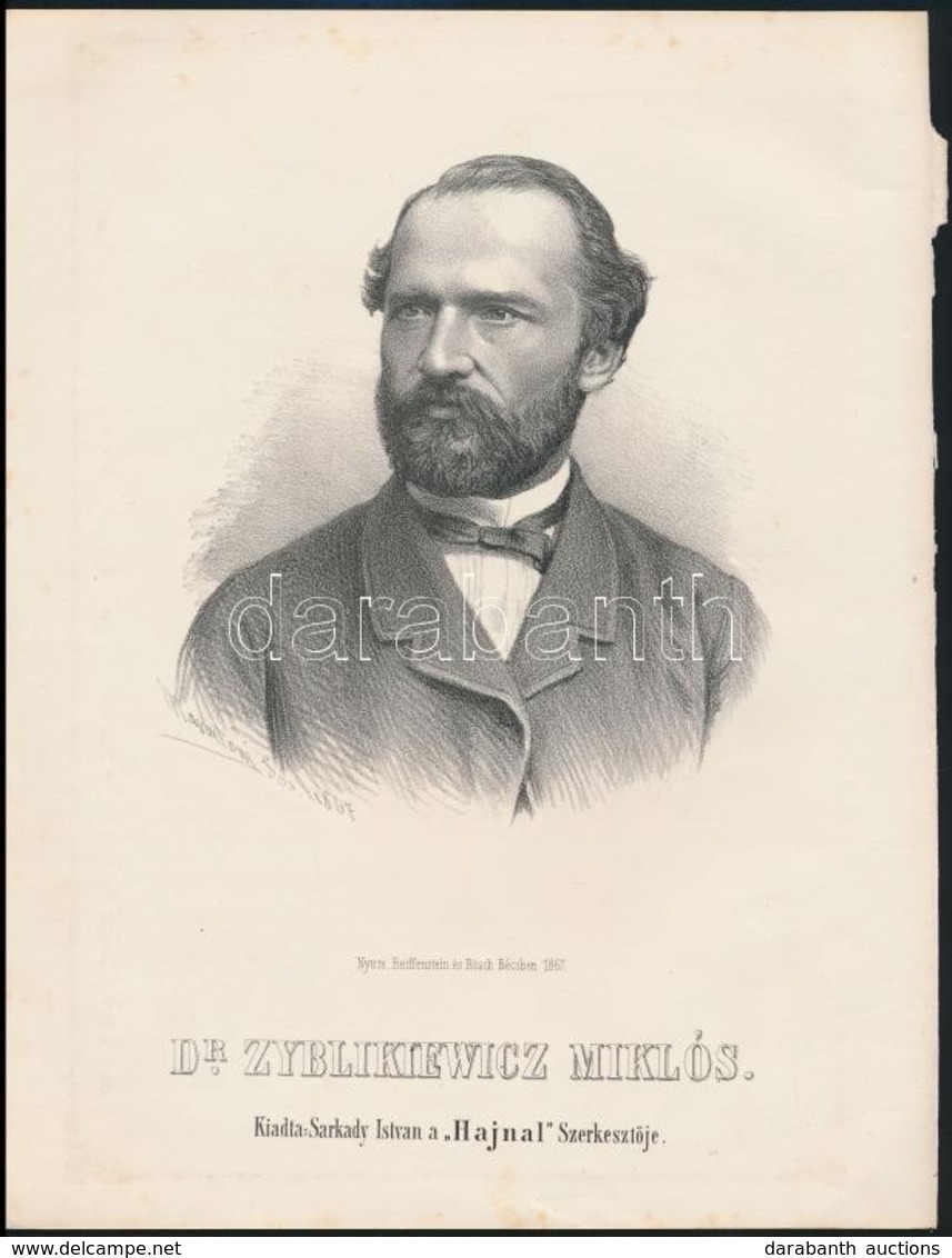 Cca 1867 Marastoni József: Miko?aj Zyblikiewicz Lengyel Politikus Portréja, Litográfia, Papír, 27×21 Cm - Estampes & Gravures